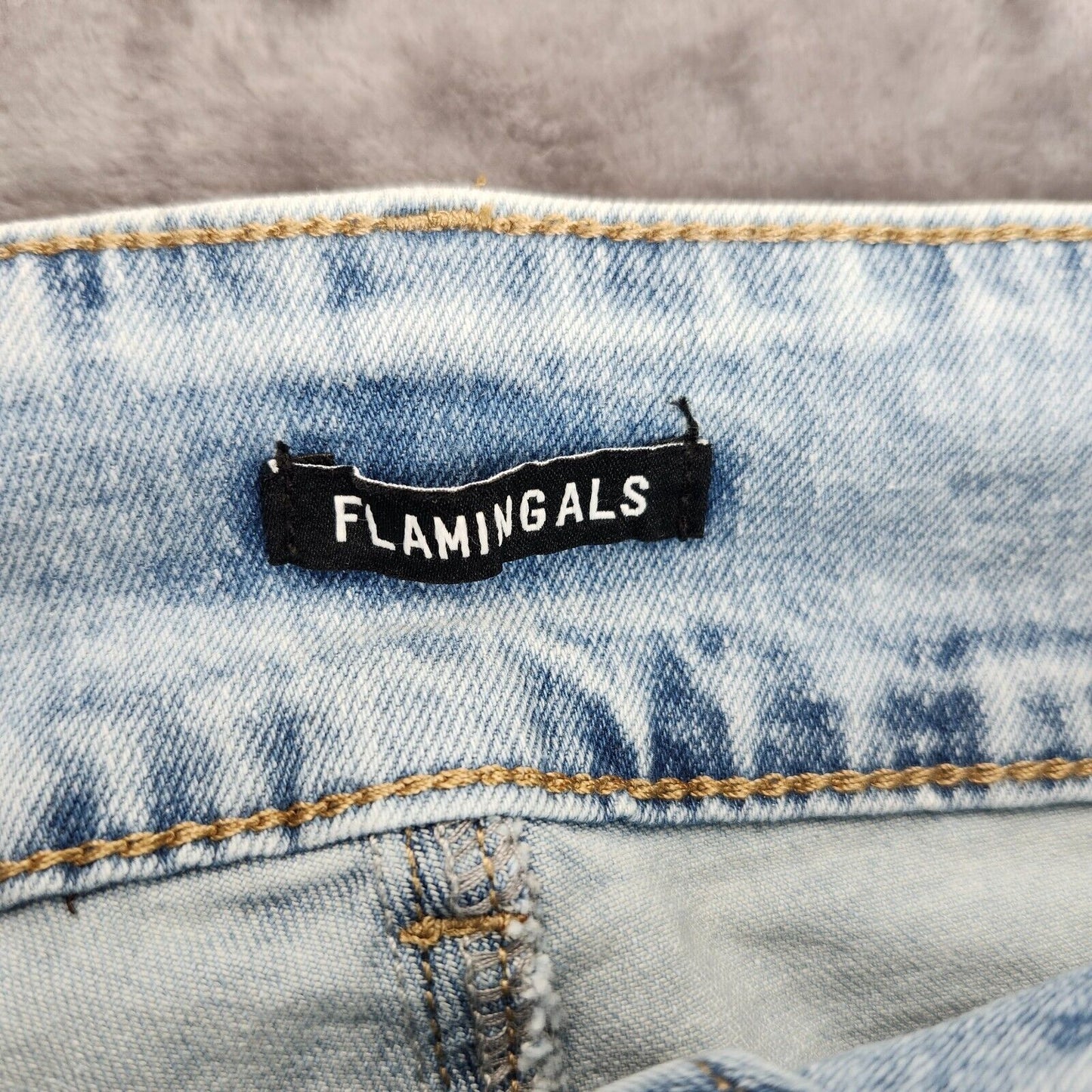Flamingals Women's Low Rise Cargo Flare Jeans Medium