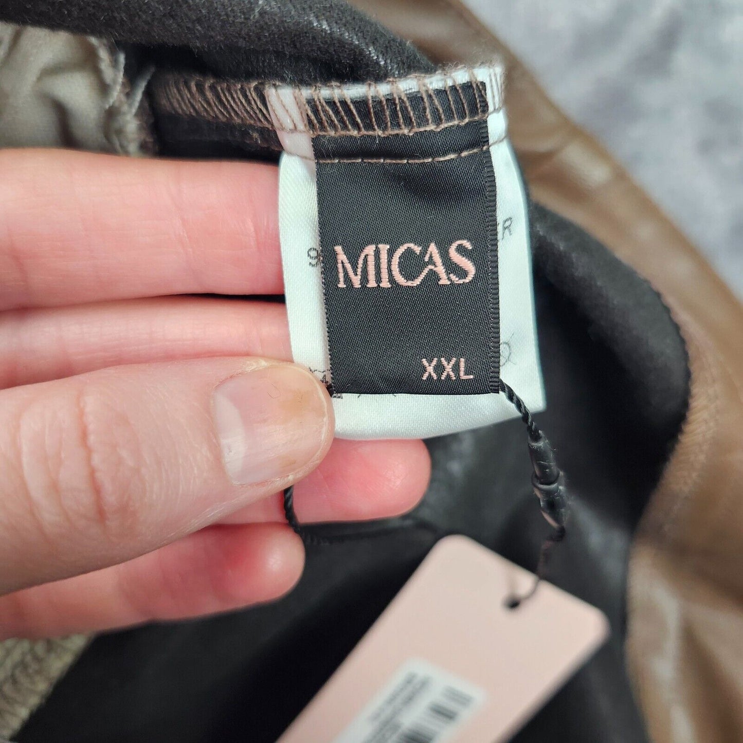 MICAS Womens Color Block Patchwork Faux Leather Zipper Skirt 2XL