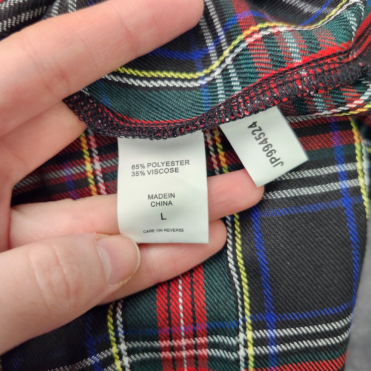 New York & Company Womens Ruffle Sleeve Tartan Smocked Dress sz Large