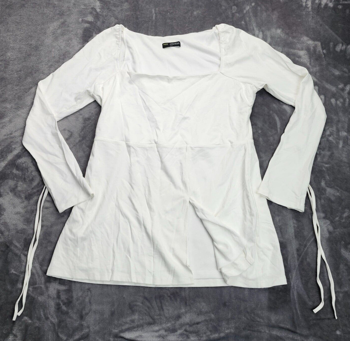 Finesse Square Neck White Long-Sleeve Blouse Size 3XL