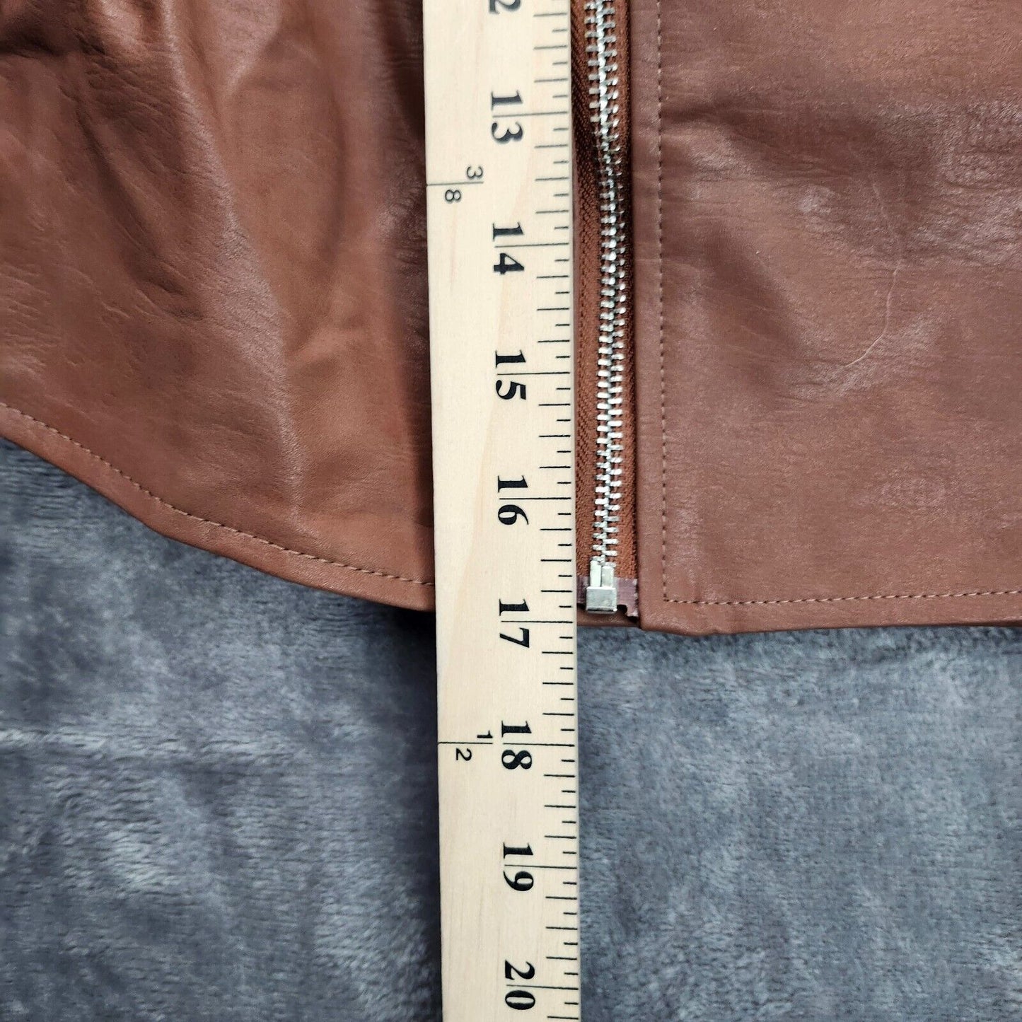 Finesse Jacket Faux Leather Brown Short Moto Zipper Accent Casual Biker Size XS