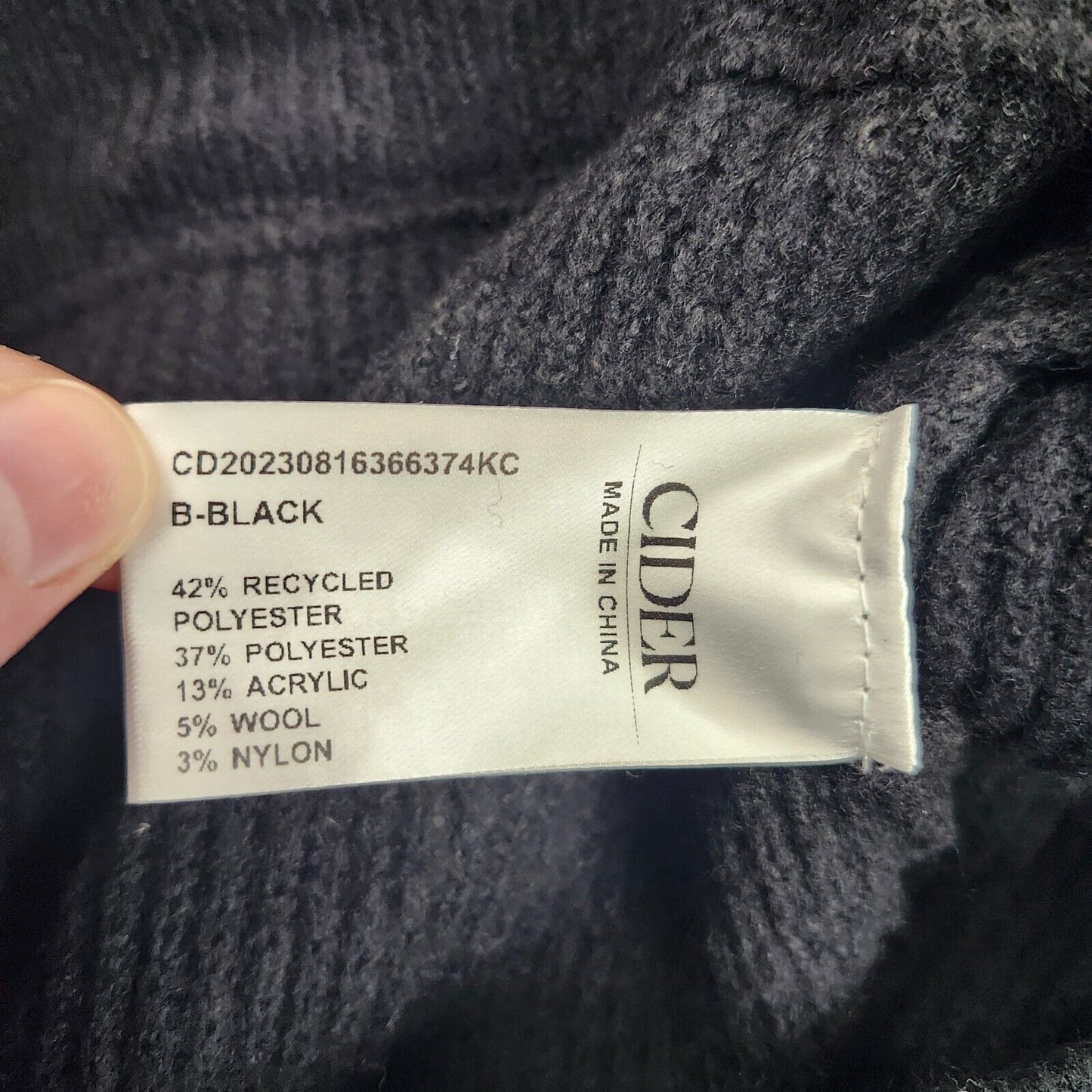 CIDER Cider Womens Black Size XL Wide Leg High Rise Knit Pants