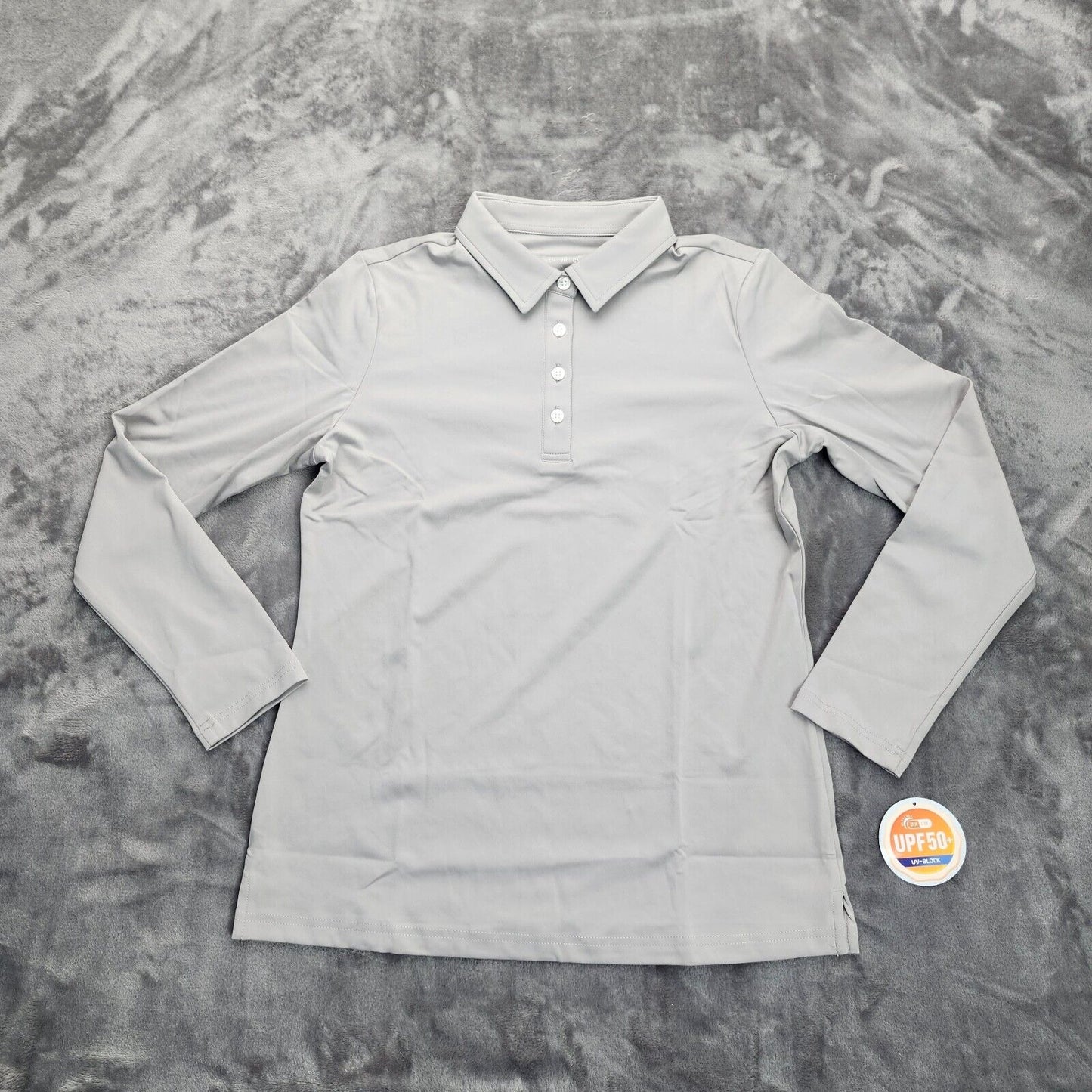 EKLENTSON Women's Long Sleeve Polo Golf T-Shirts Light Gray Small