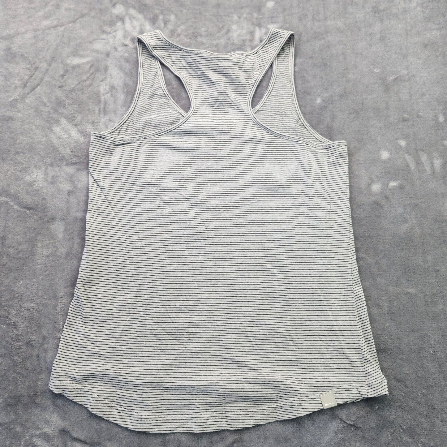Bench Urban Wear Womens Racerback Stripped Tank Top Size Small WHT/GRY