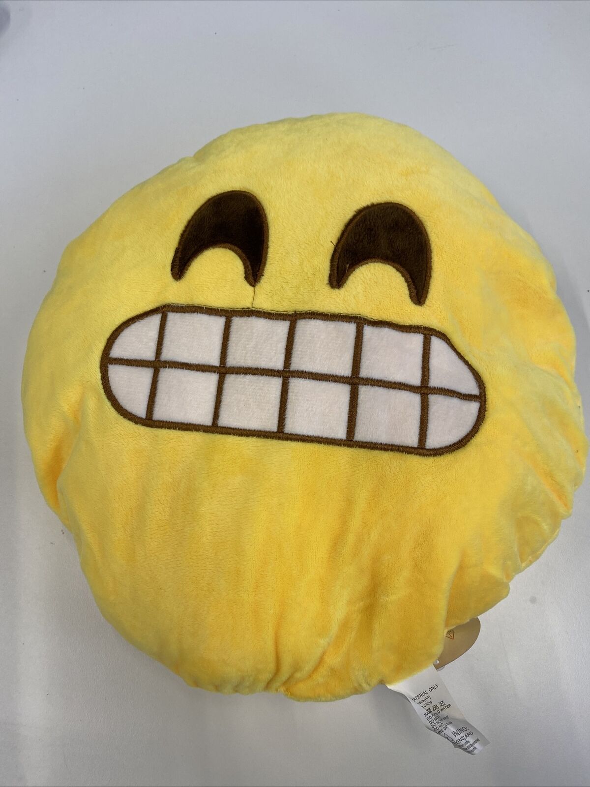 Big Yellow 12” Cheesy Smile Teeth Embarassed Emoji Pillow Pillow Expressions