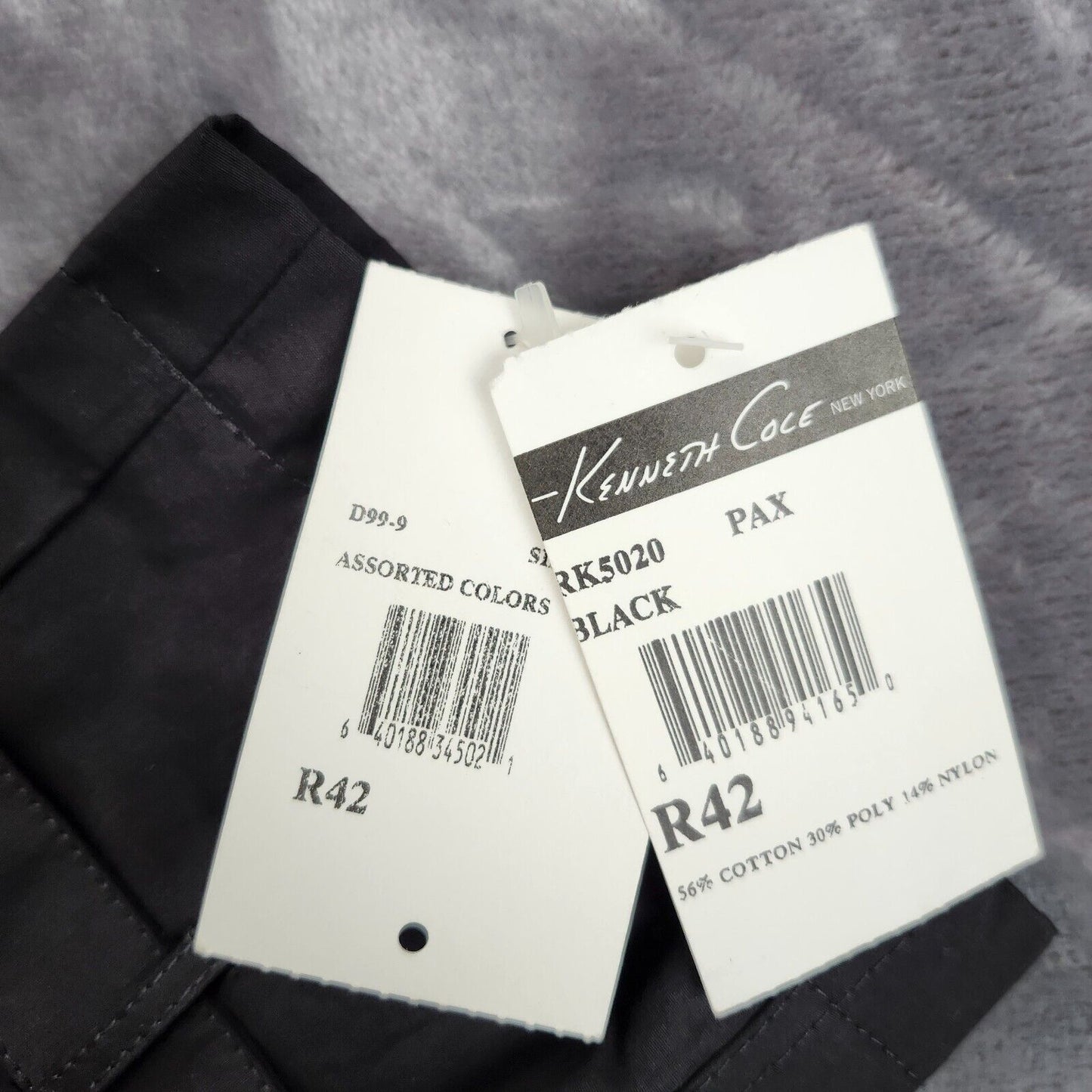 NWT Men’s Kenneth Cole New York Black Trench Rain Coat w/ Belt 42 Regular