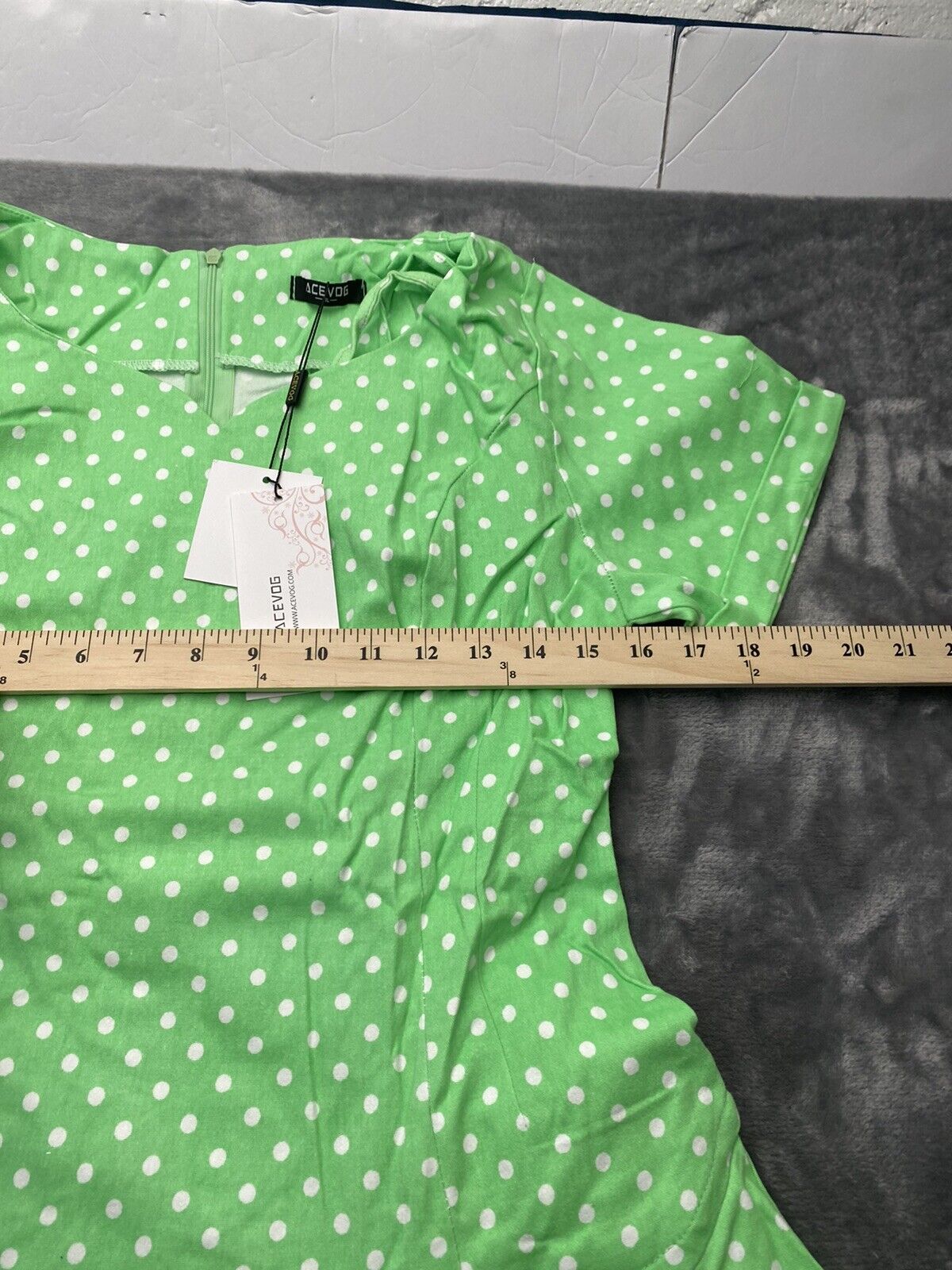 ACEVOG Womens 1950's V-neck Vintage Rockabilly Swing GRN Evening Party Dress XL