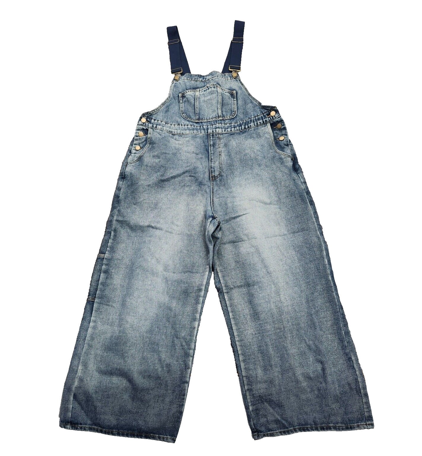 CIDER Womens Blue Denim Buckle Wide Leg Jumpsuit size XL