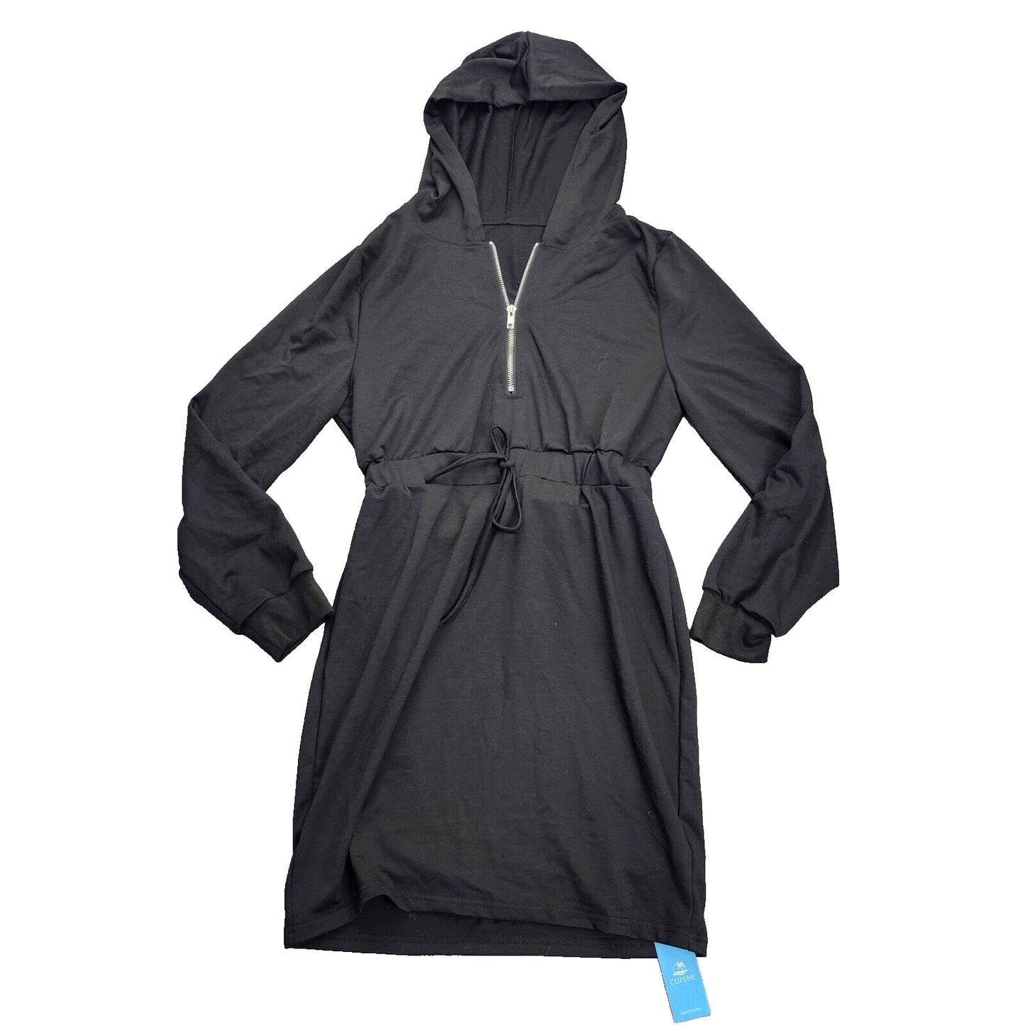 CUPSHE Womens Onyx Half-Zip Hooded Sweater Dress size Medium