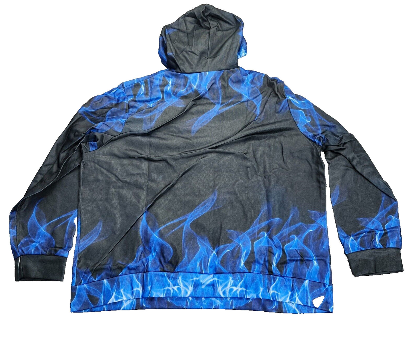 Men’s Flame 3D Printing Hoodie Sweatshirt, Unisex Pullover Hoodie Blue 4XL