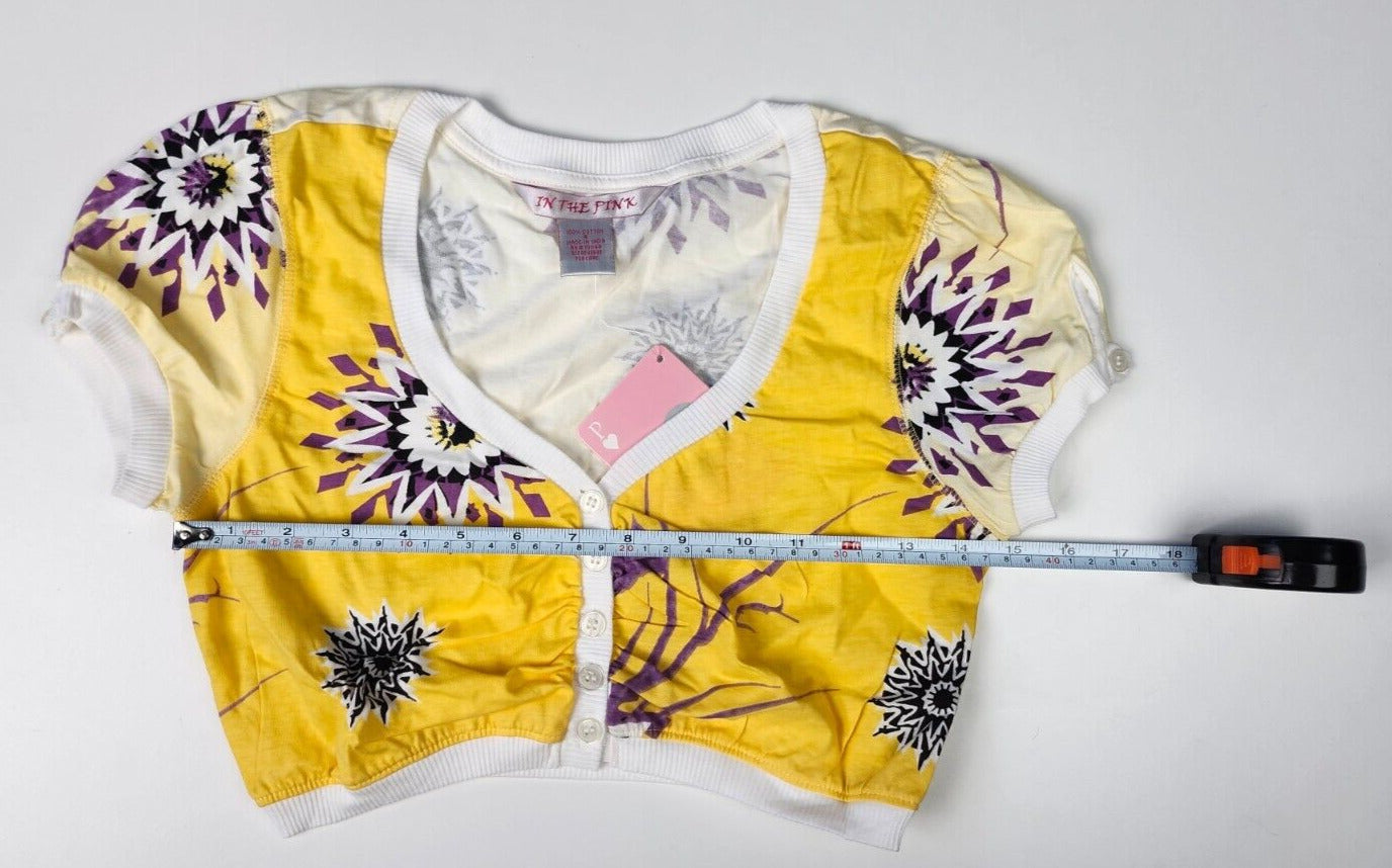 In The Pink Womens Yellow Floral Crop Top Size Small