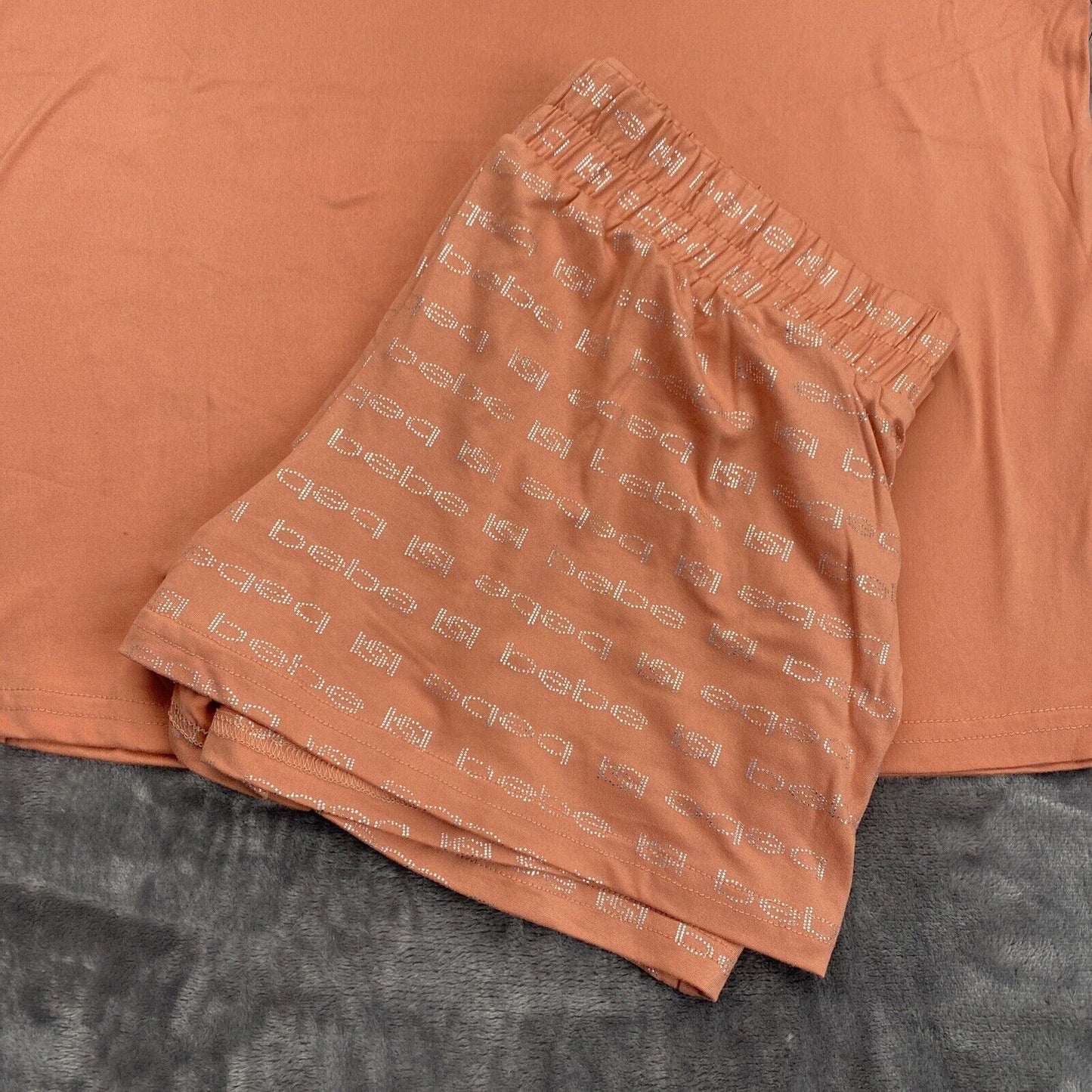 bebe Womens Pajama Sets Button Down Shirt and Shorts Sleepwear Pink Size S