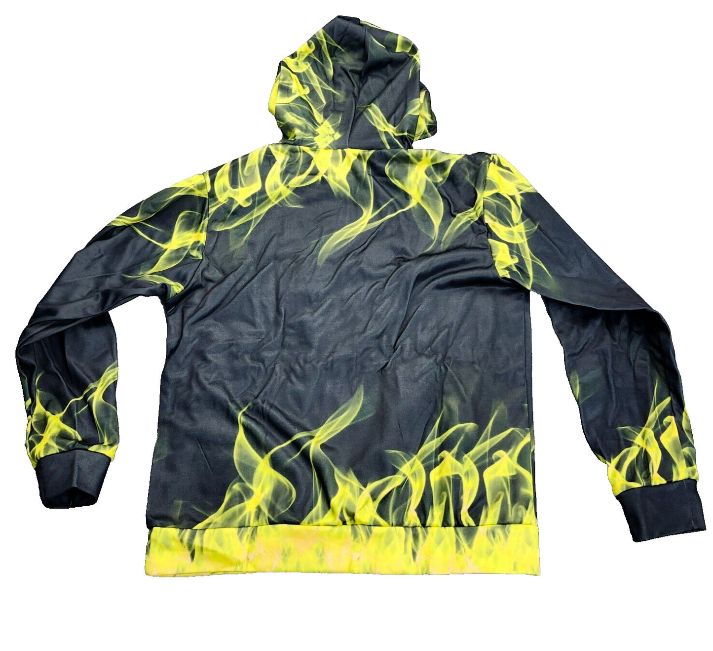 Men’s Flame 3D Printing Hoodie Sweatshirt, Unisex Pullover Hoodie Yellow 2XL