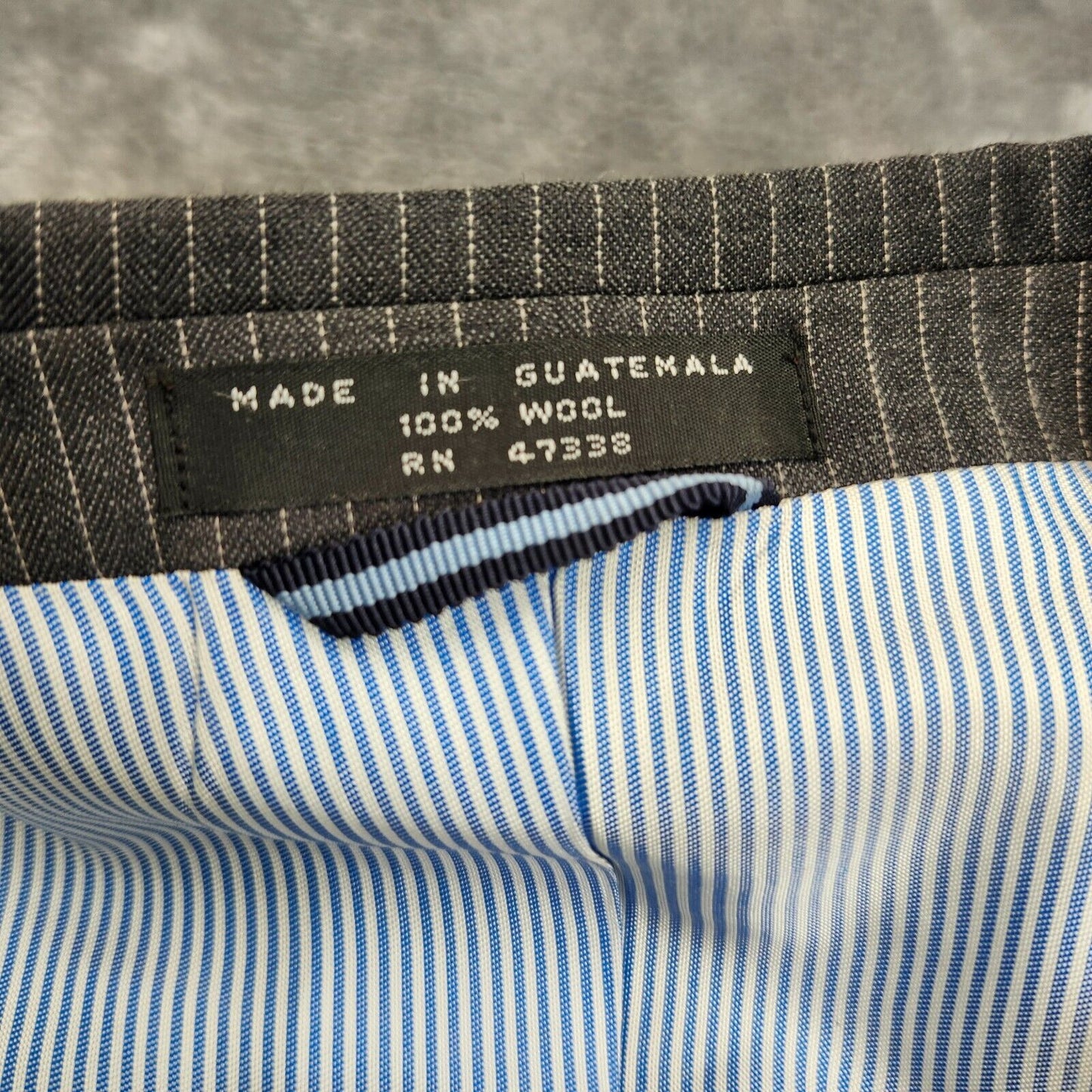 Tommy Hilfiger Men's Suit Jacket Two Button Single Breasted Gray Striped 46L