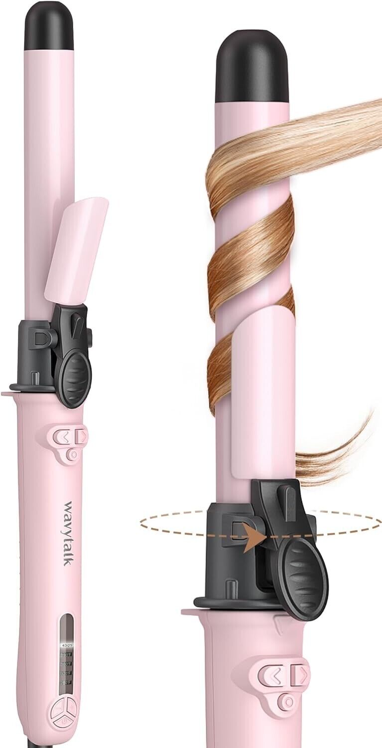 Wavytalk Rotating Curling Iron, 1 Inch Automatic Waver for Effortless Waves Pink