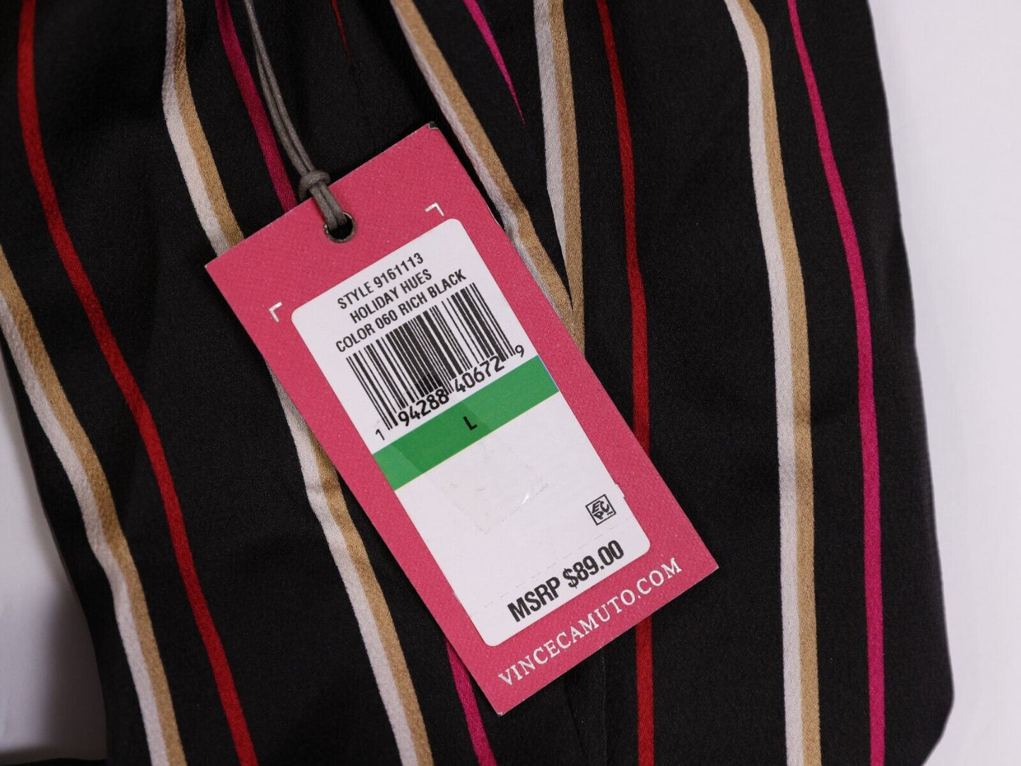Vin Camuto Womens Black Red and Gold Blouse Holiday Hues Size L