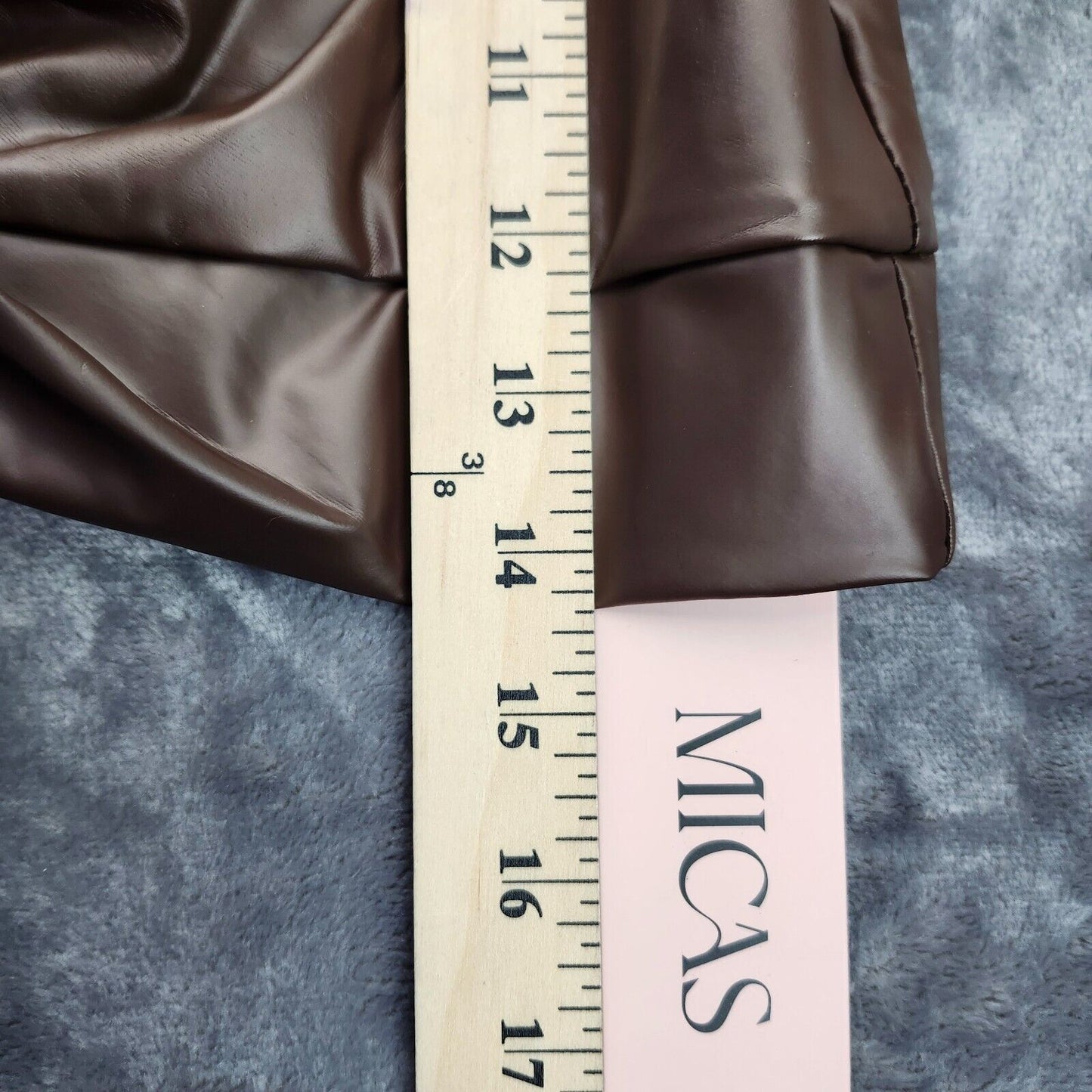 MICAS Womens Brown Faux leather cropped shirt size Medium