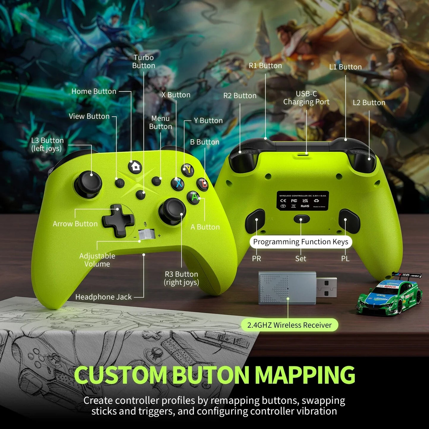 2pack Wireless Controller For Xbox One /S/X Windows 10/11 2.4G Adapter