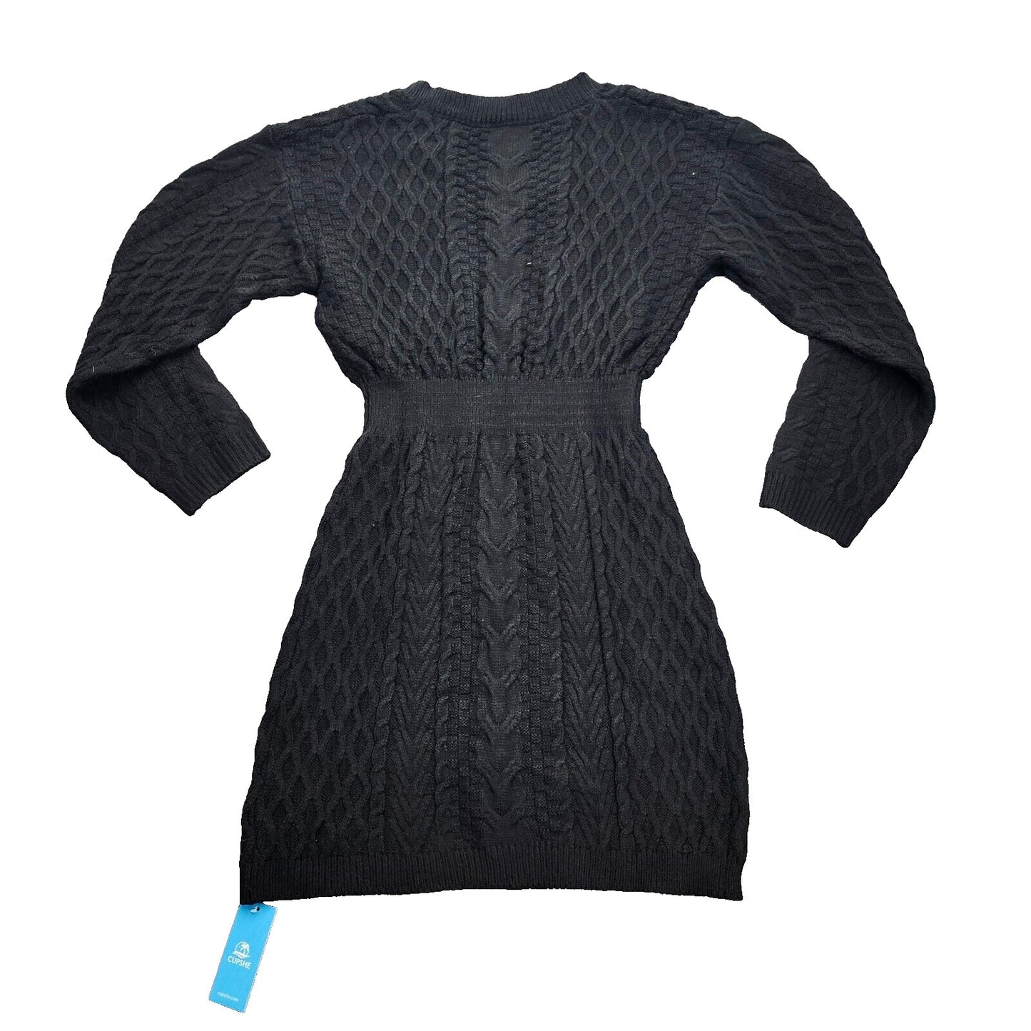 CUPSHE Womens Long Sleeve Knit Chunky Sweater Dress Black sz XS