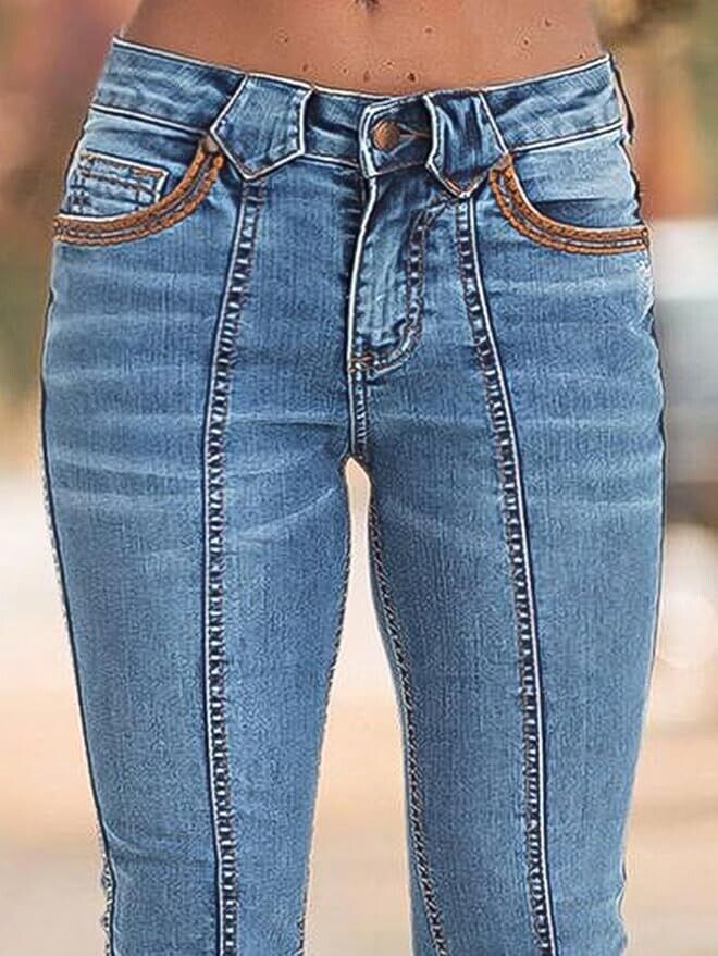 Flamingals Flared High Rise Casual Wash Wrap Denim Jeans Large