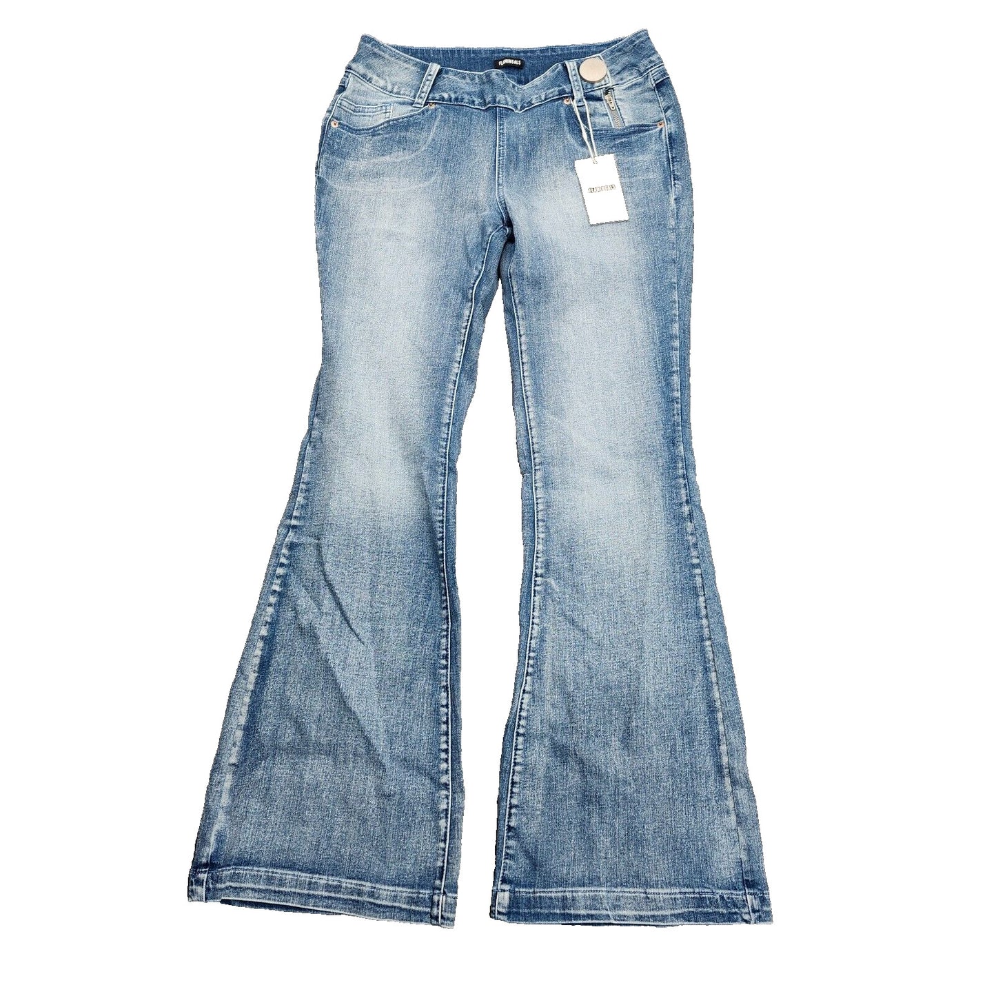Flamingals Women's Wide Leg Faded Blue Jeans Size Medium