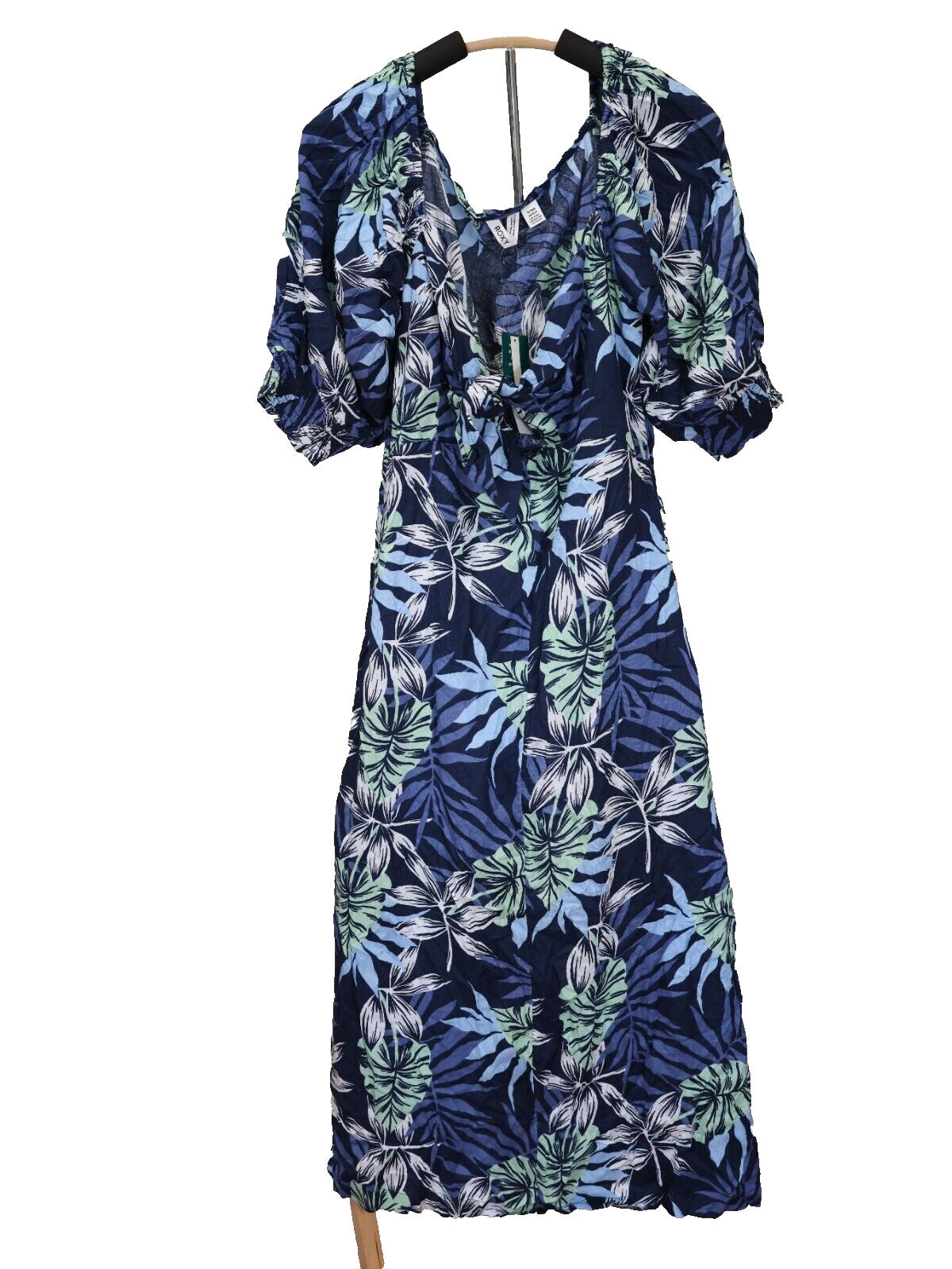 Roxy Evening Delight Blue Floral Midi Dress Size XL MSRP $65
