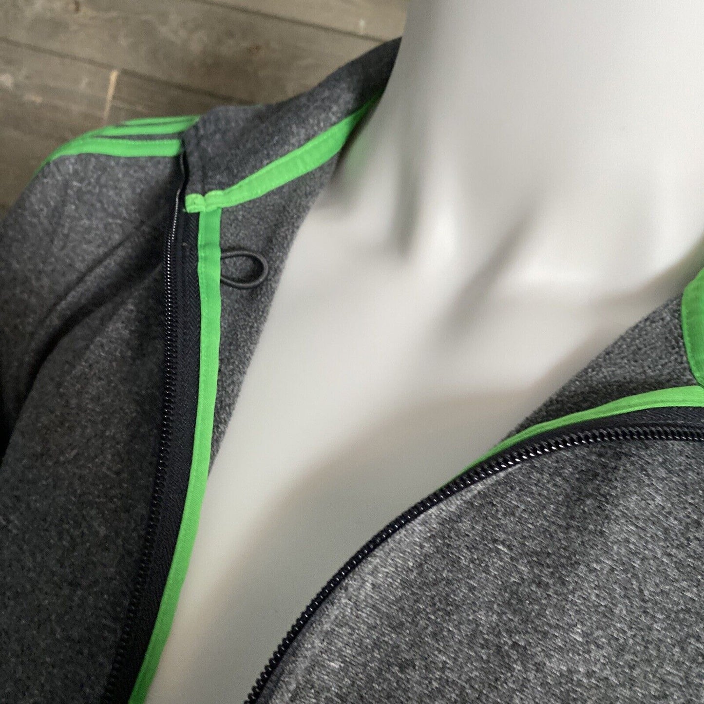 VTG Adidas Mens Zip Up Track Jacket Gray And Green Size Small