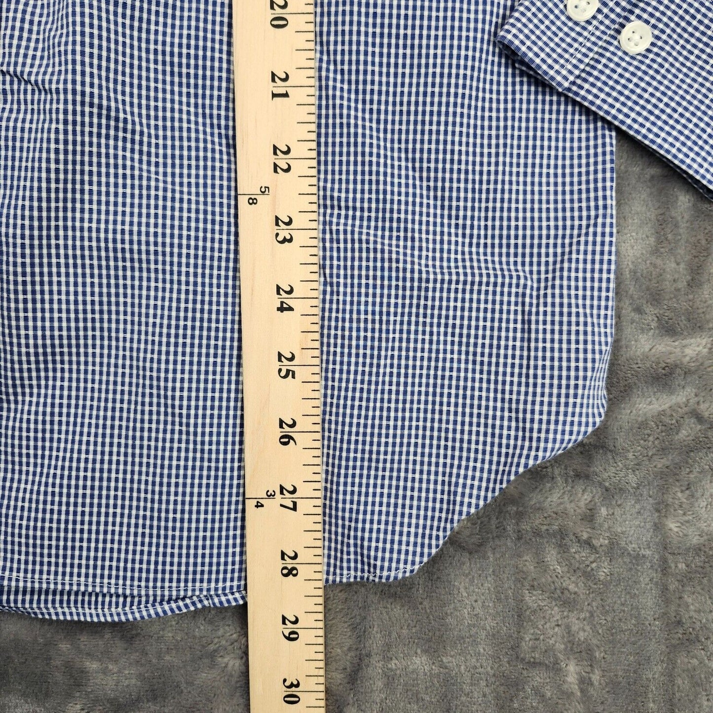 Michael Kors Shirt Mens 15.5 32/33 Slim Fit Blue Checked Button Up Long Sleeve