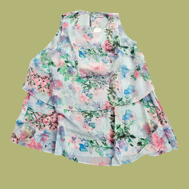 Hotouch Womens Sleeveless Chiffon Floral Blouse Top Large