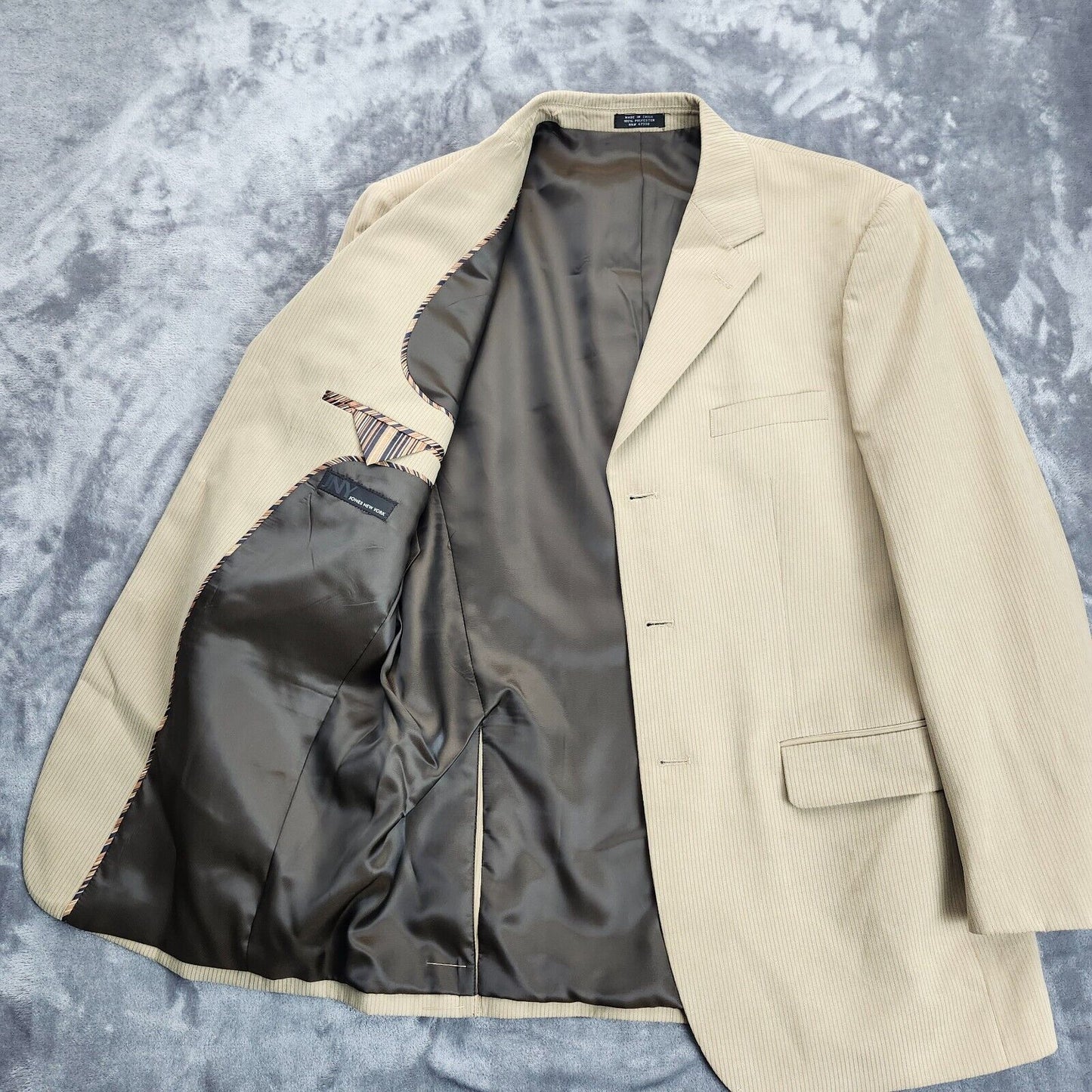 NWT JNY Jones New York Men's 40 Regular Suit Coat Style Adler Tan Notch Lapel