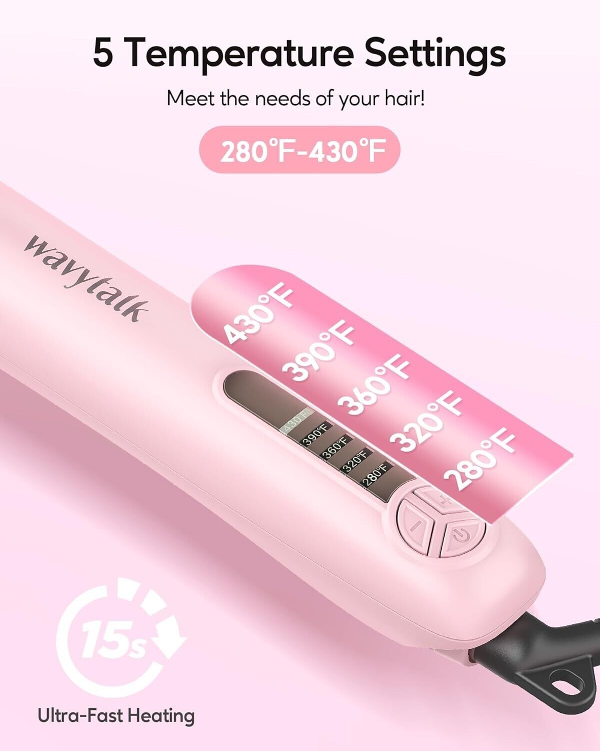 Wavytalk Rotating Curling Iron, 1 Inch Automatic Waver for Effortless Waves Pink