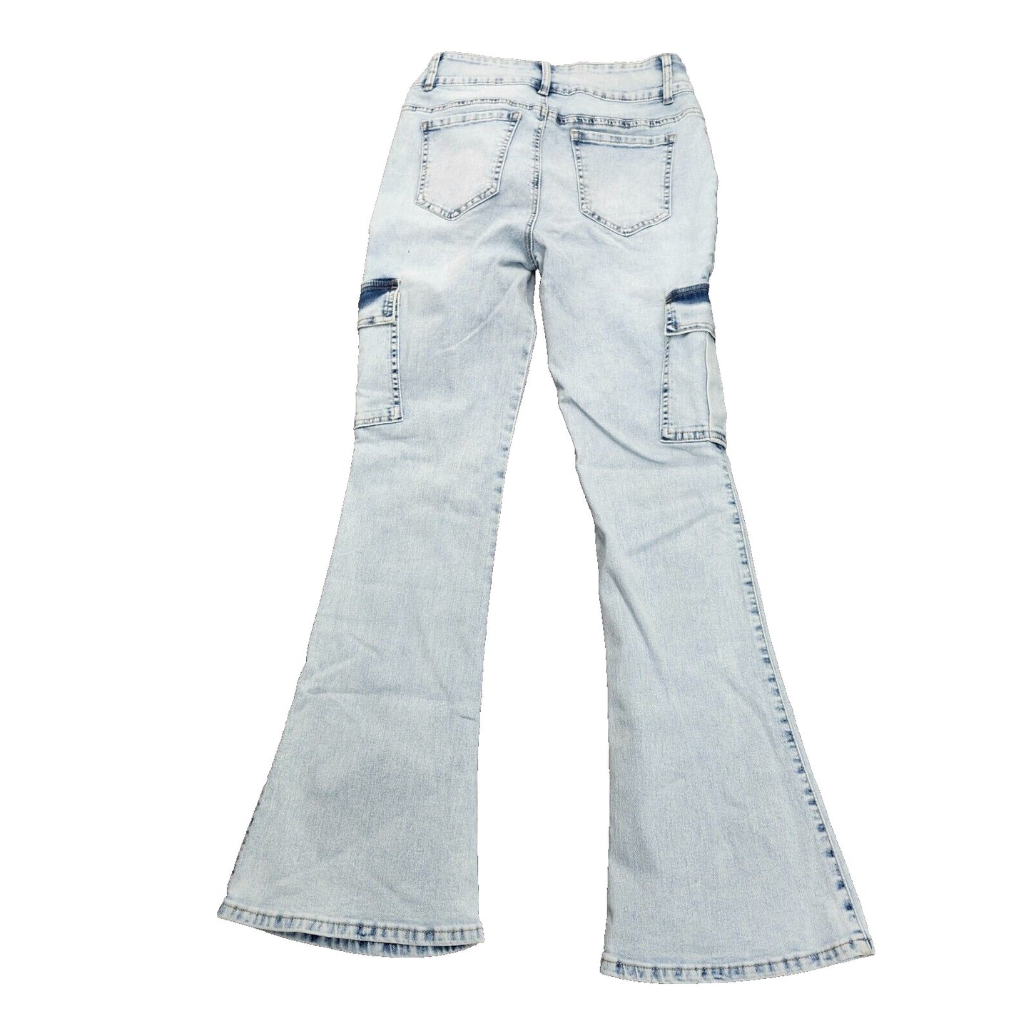 Flamingals Women's Low Rise Cargo Flare Jeans Medium