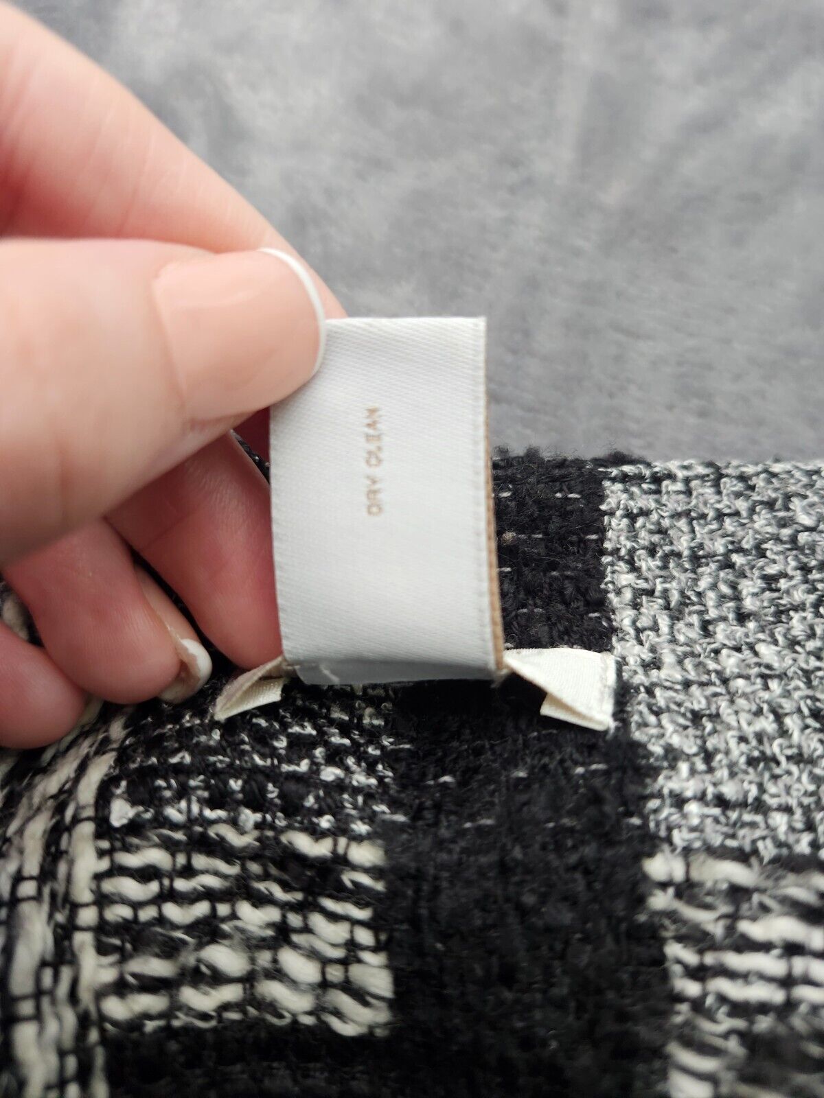 Chico's Size (Size 3) Plaid 2 Button Open Duster Coat Black & White