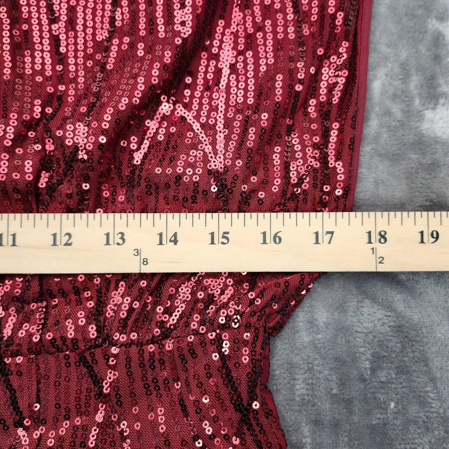 CUPSHE Burgundy Sequined Asymmetrical Off-Shoulder Midi Dress Medium