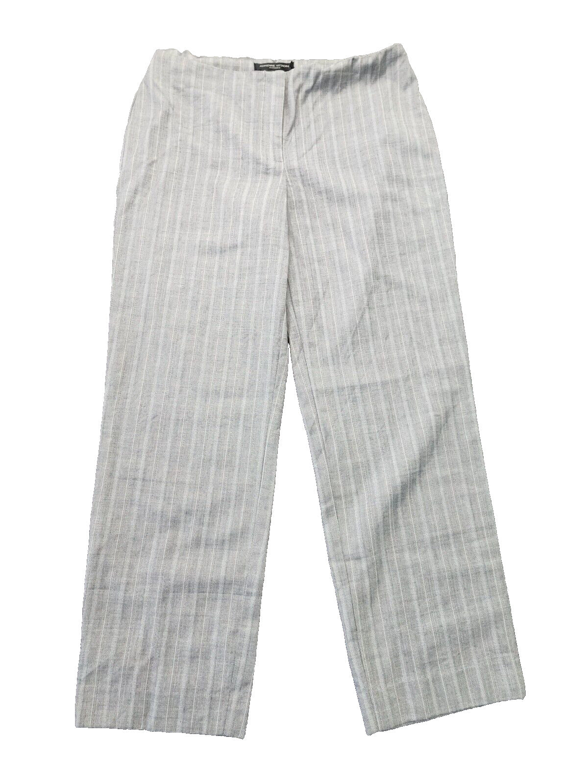 Adrienne Vittadini Women Size 6 Light Gray Pinstriped Ankle Dress Pants Straight