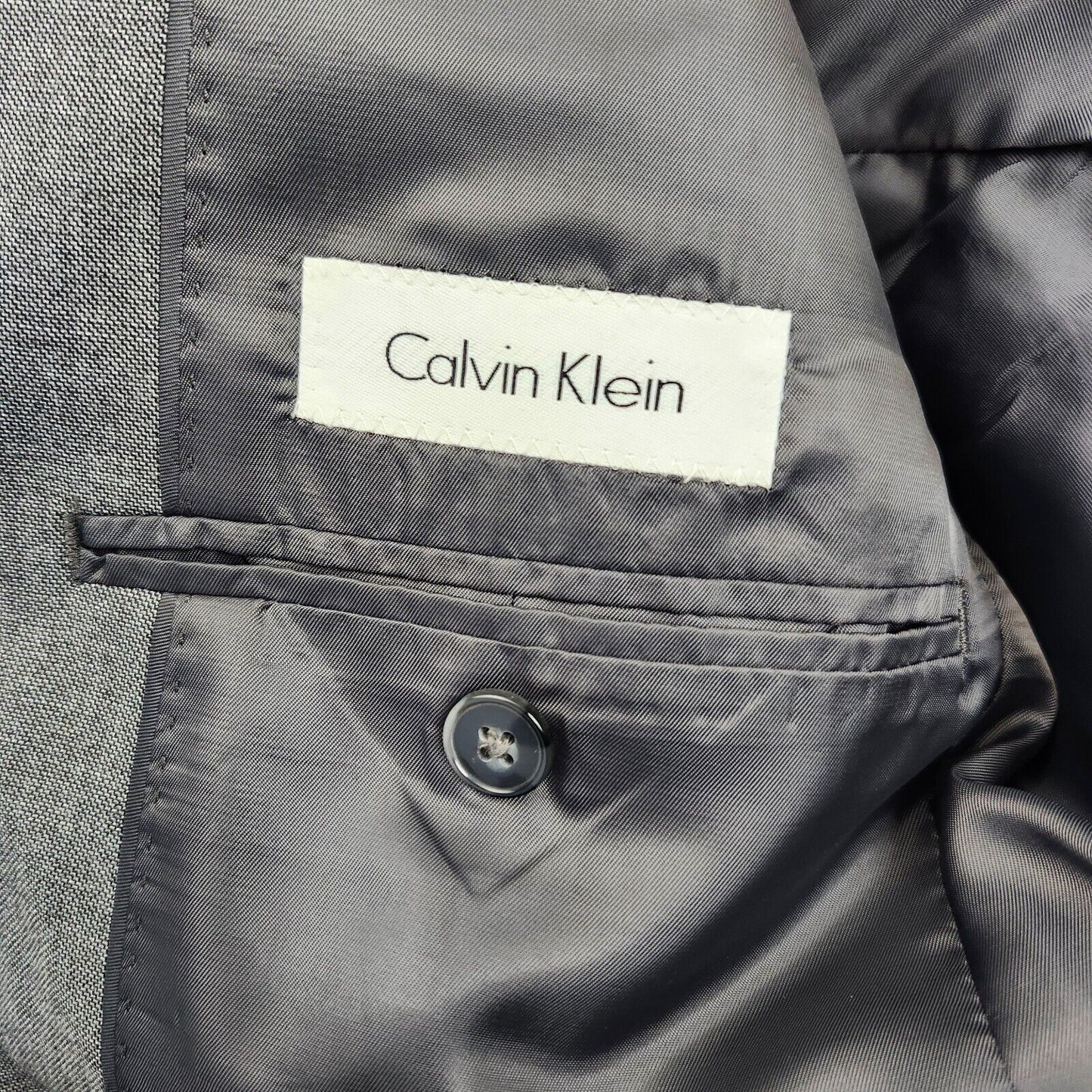 Calvin Klein Mens Suit Set Gray Jacket 38R, Trousers 34W X 32L