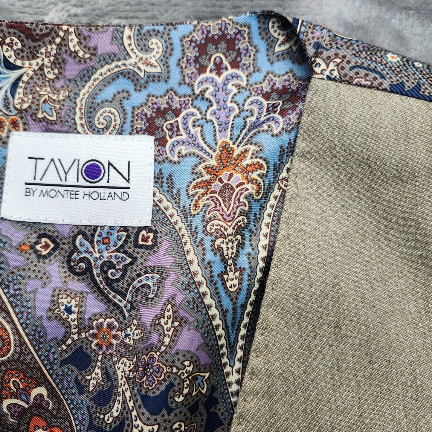 TAYION By Montee Holland Mens Tan Wool Blend Paisley Vest Pike Stitching Small