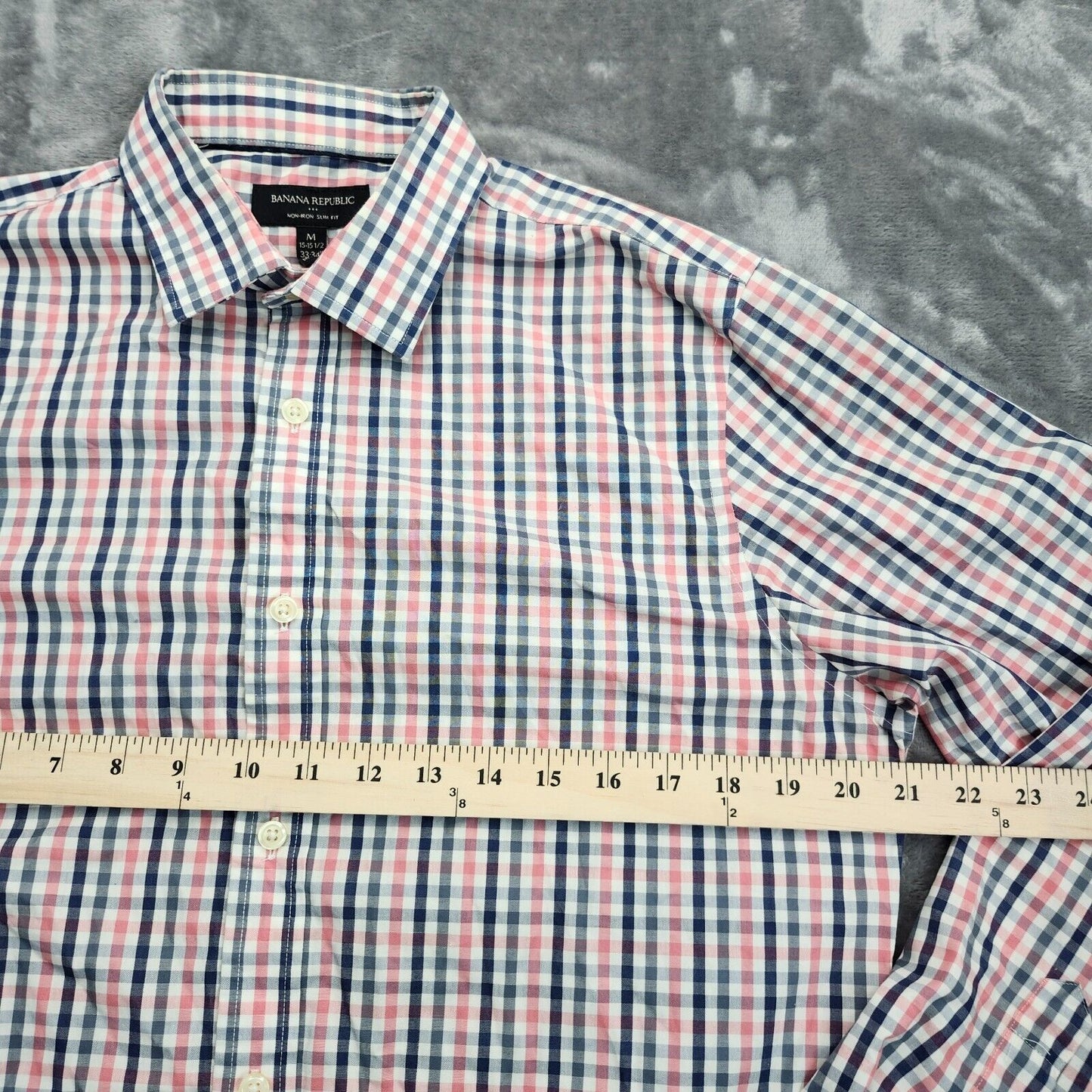 Banana Republic Long Sleeve Button Down Slim Fit Non-Iron Shirt Medium 15.5 34