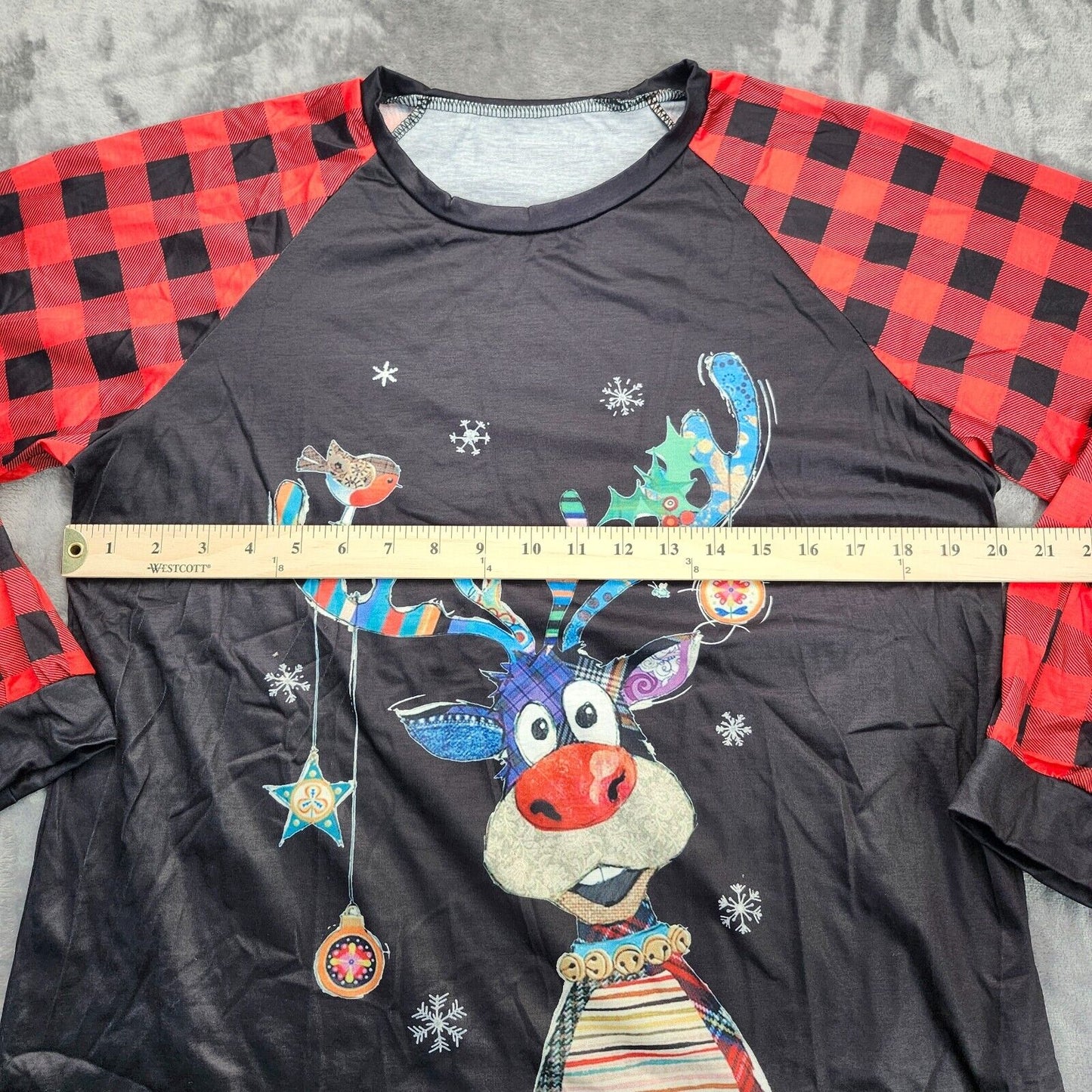 Christmas Cute Elk Reindeer Pajama Sets Classic Buffalo Plaid Jammies M