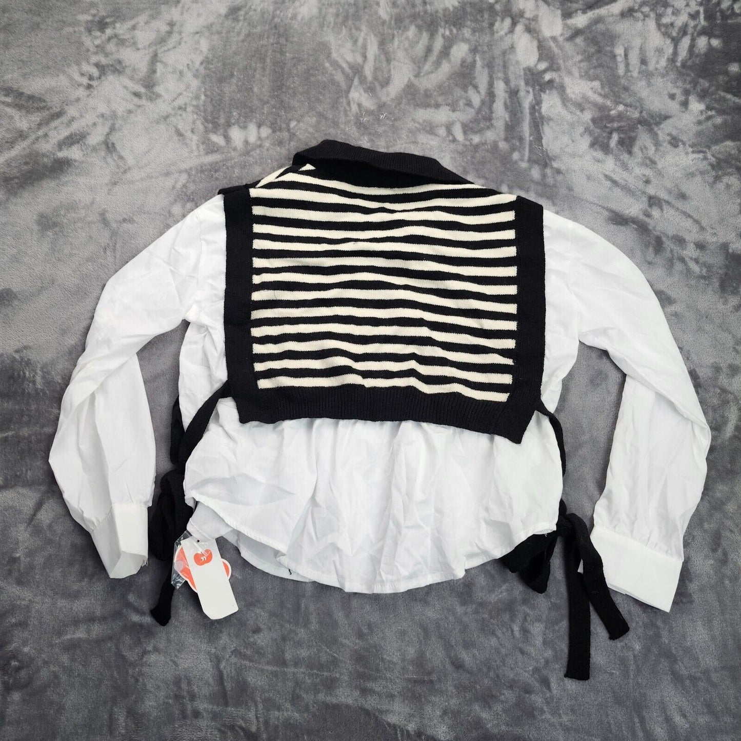 CIDER Knit Fabric Long Sleeve Blouse With Stripe Vest size Small