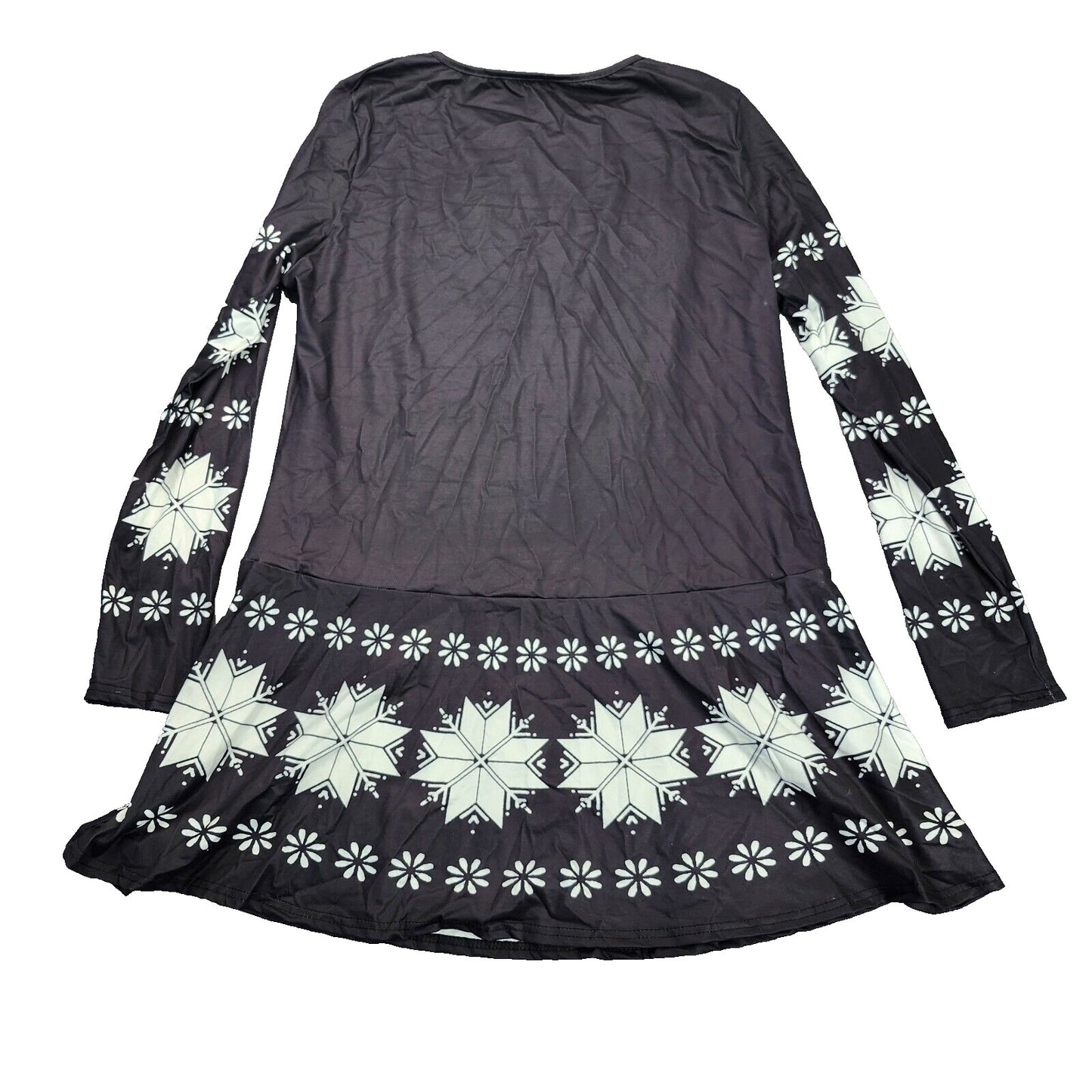 Women Christmas Long Sleeve Slim Fit Snowflake Graphic Mini Dress 2XL