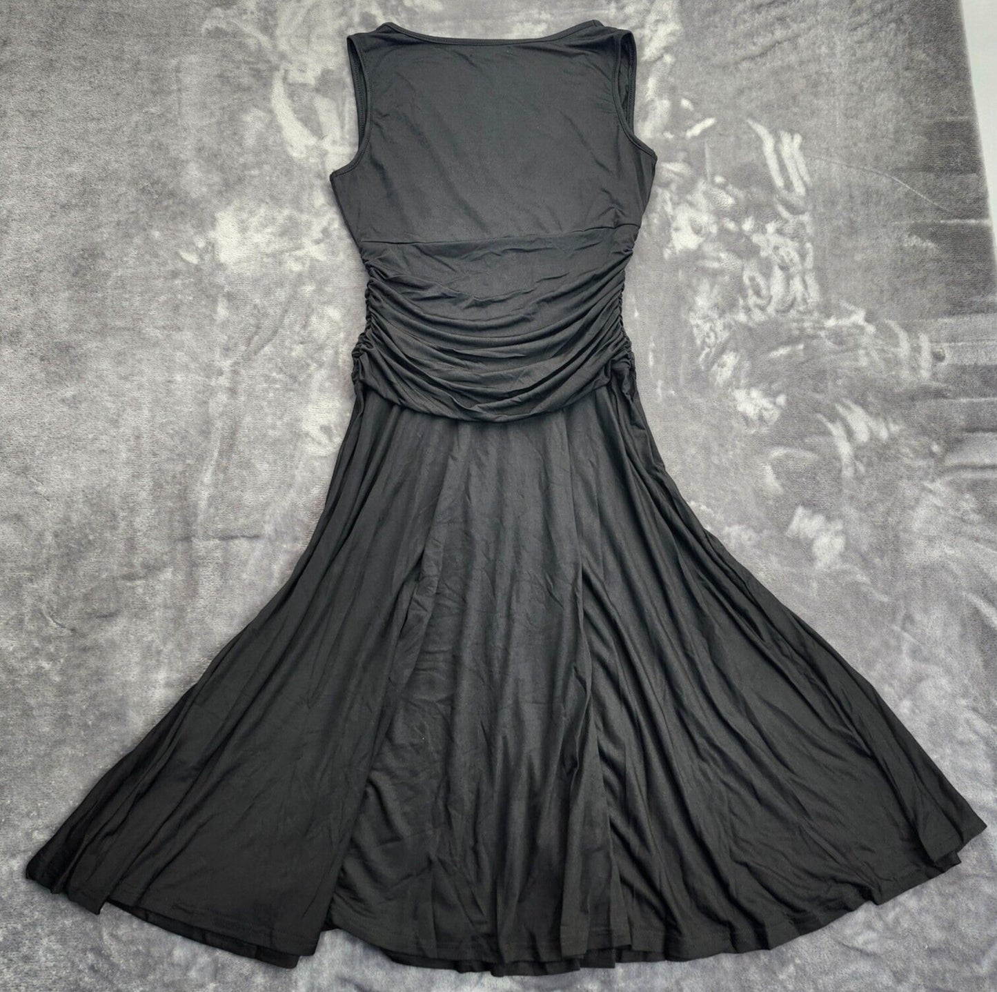 Womens Sleeveless Ruched Waist Classy V-Neck Casual Party Dress, Black/M
