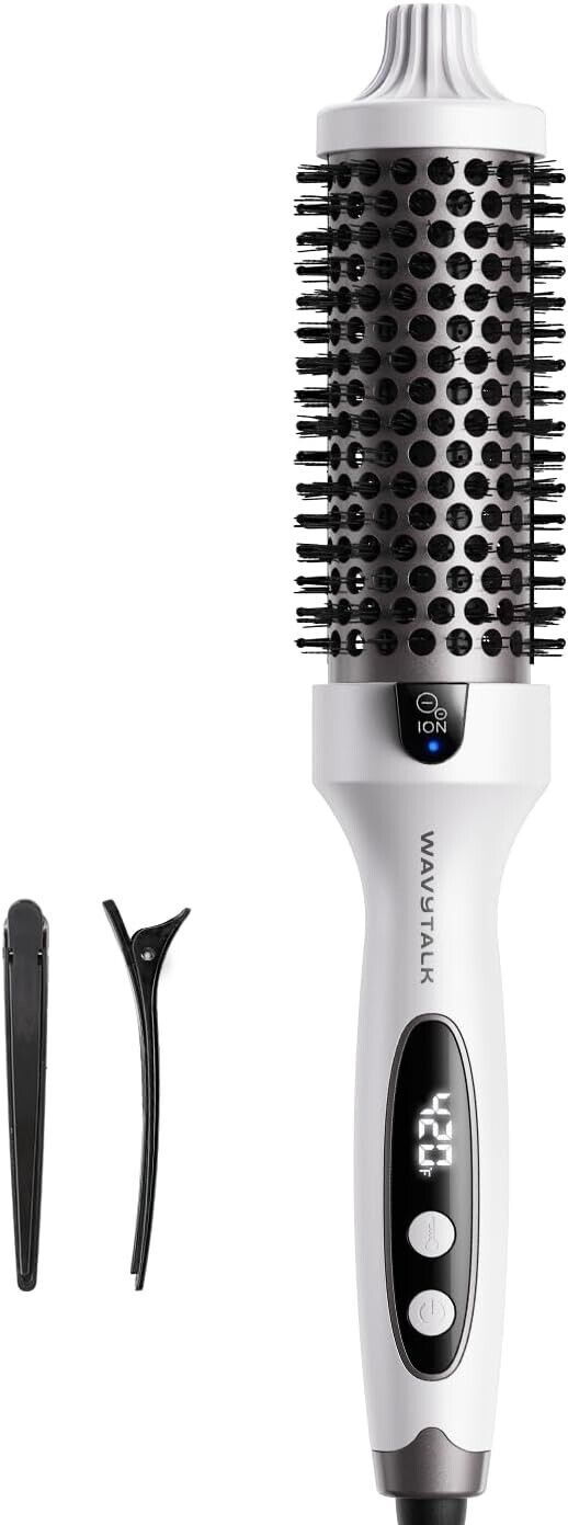 Wavytalk Thermal Brush, 1.5 Inch Blowout Express Ionic Heated Round Brush White