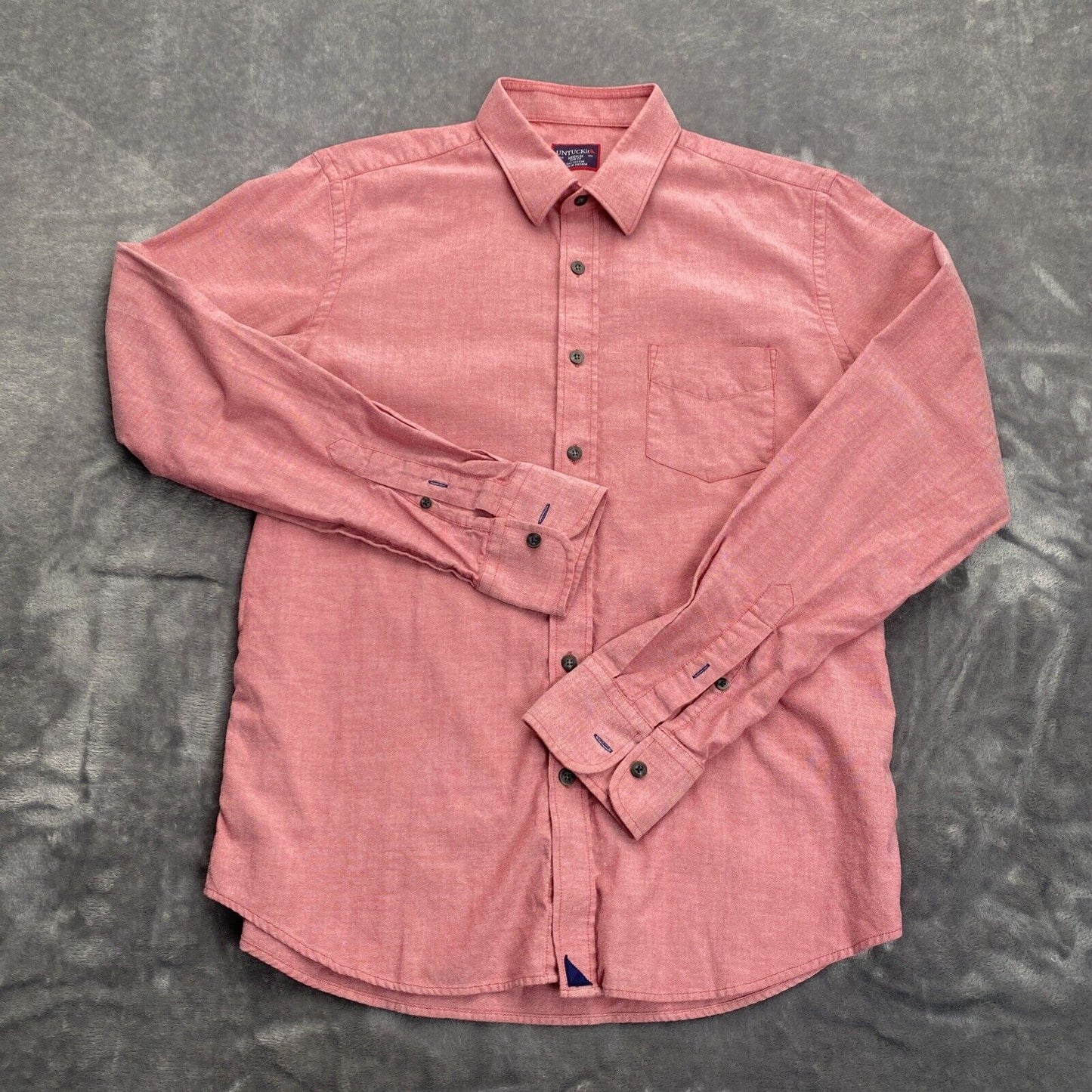 Mens Untuckit 100% Cotton Long Sleeve Casual Shirt Red Mens Size Medium