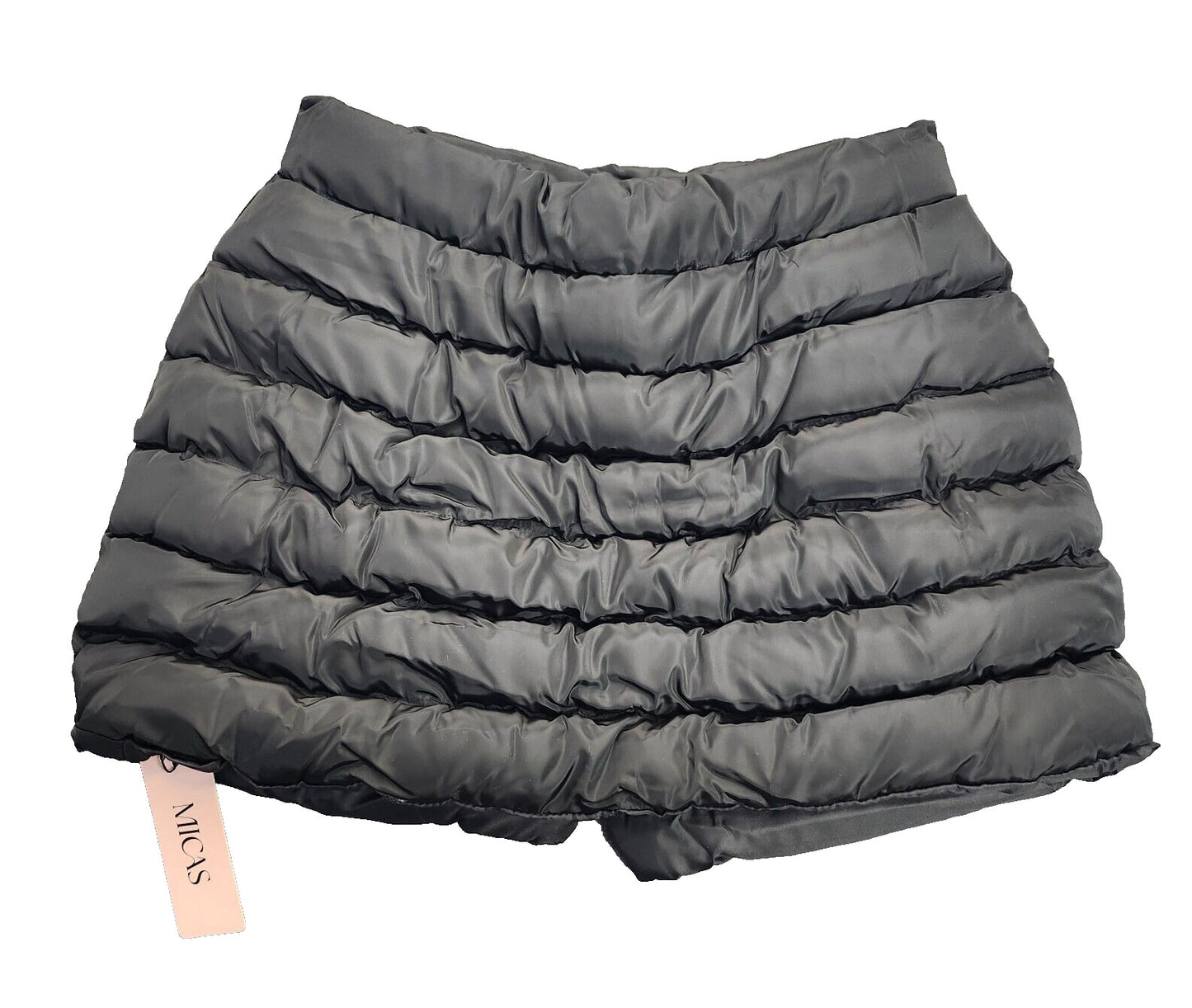 MICAS Womens Solid Button Up Puffer Mini Skirt Medium