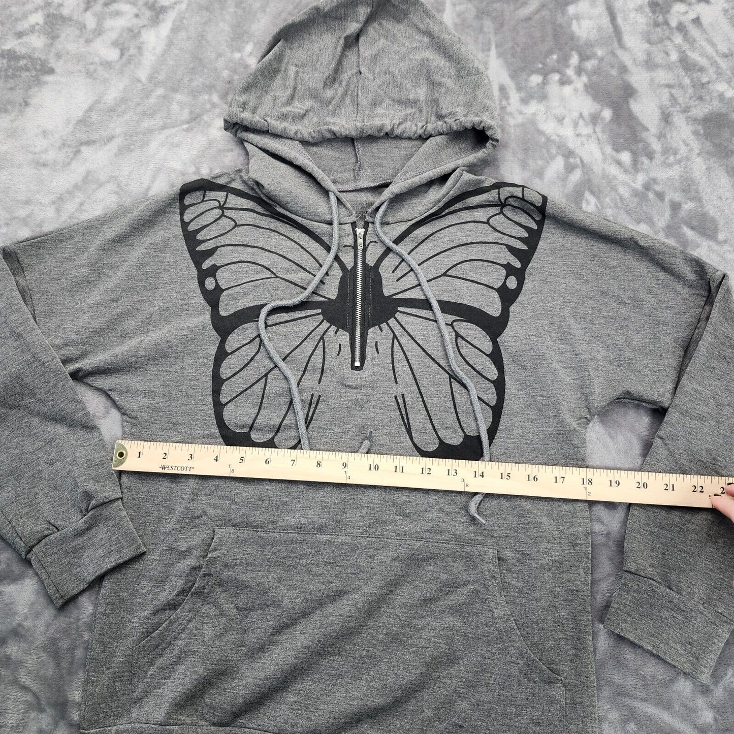 Women’s ¼ zip Sweatshirt Butterfly Print Long Sleeve Hoodie with Pockets Medium
