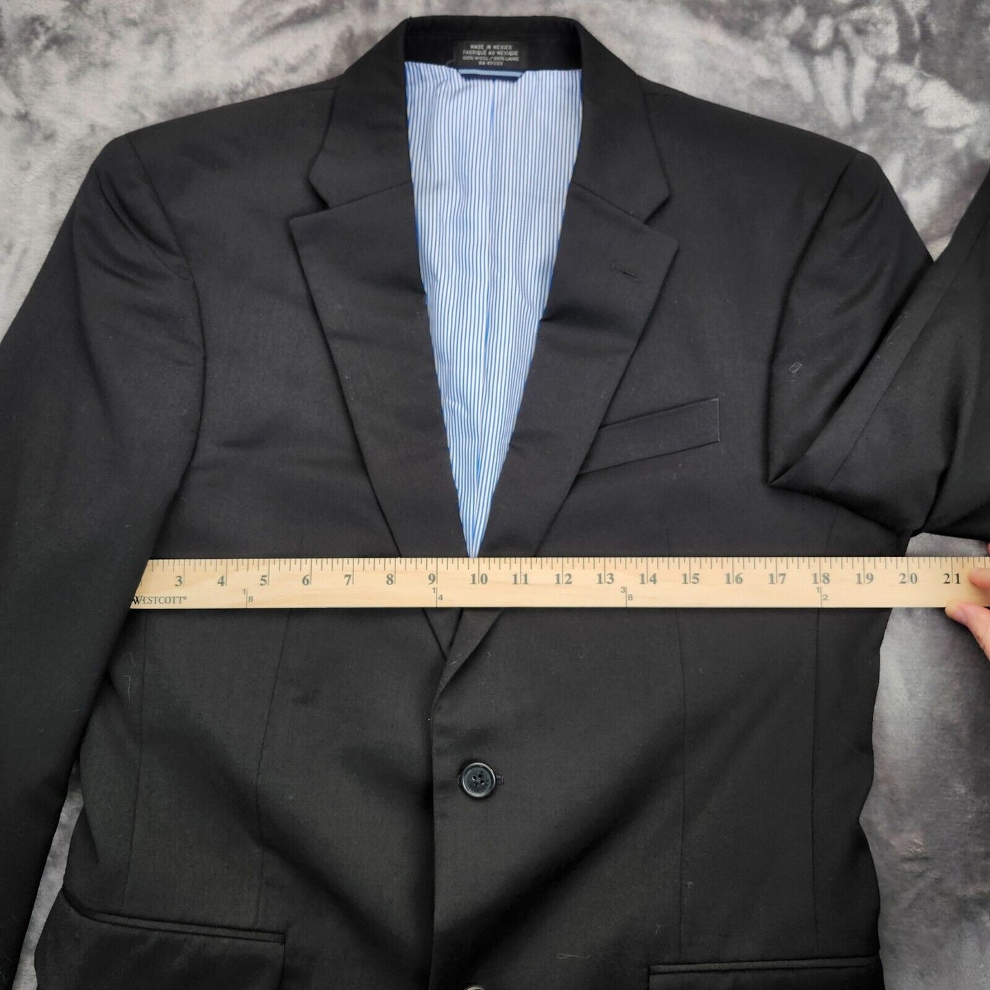 Tommy Hilfiger Suit Jacket Blazer Notch Lapel Black Size 38 Long 100% Wool