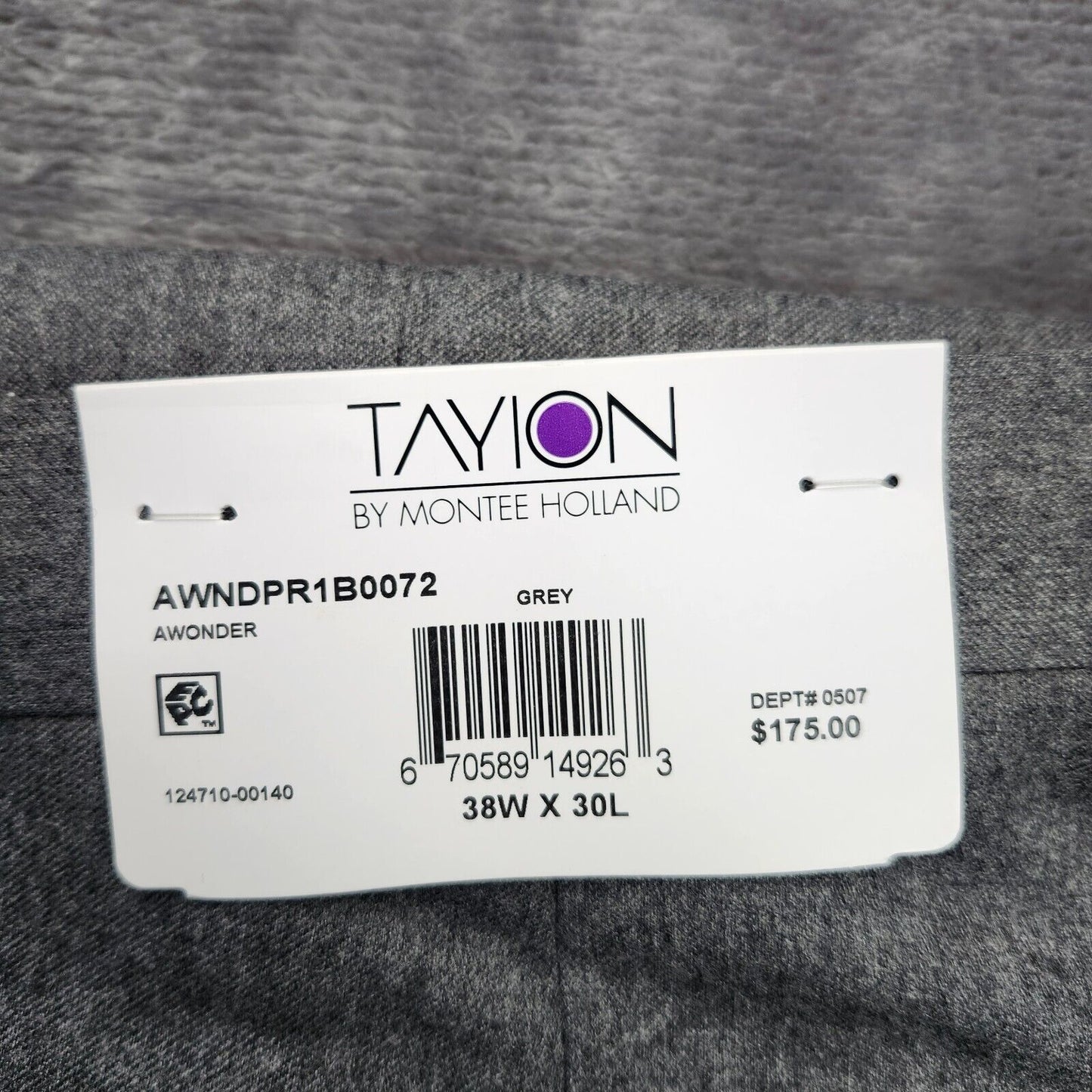 Tayion By Montee Holland Mens Classic-Fit Wool-Blend Dress Pants 38W x 30L Grey