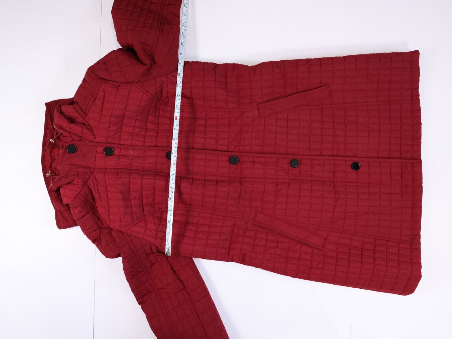 $220 Jones New York Womens Trench Code Quilted Buttoned Deep Red Size M