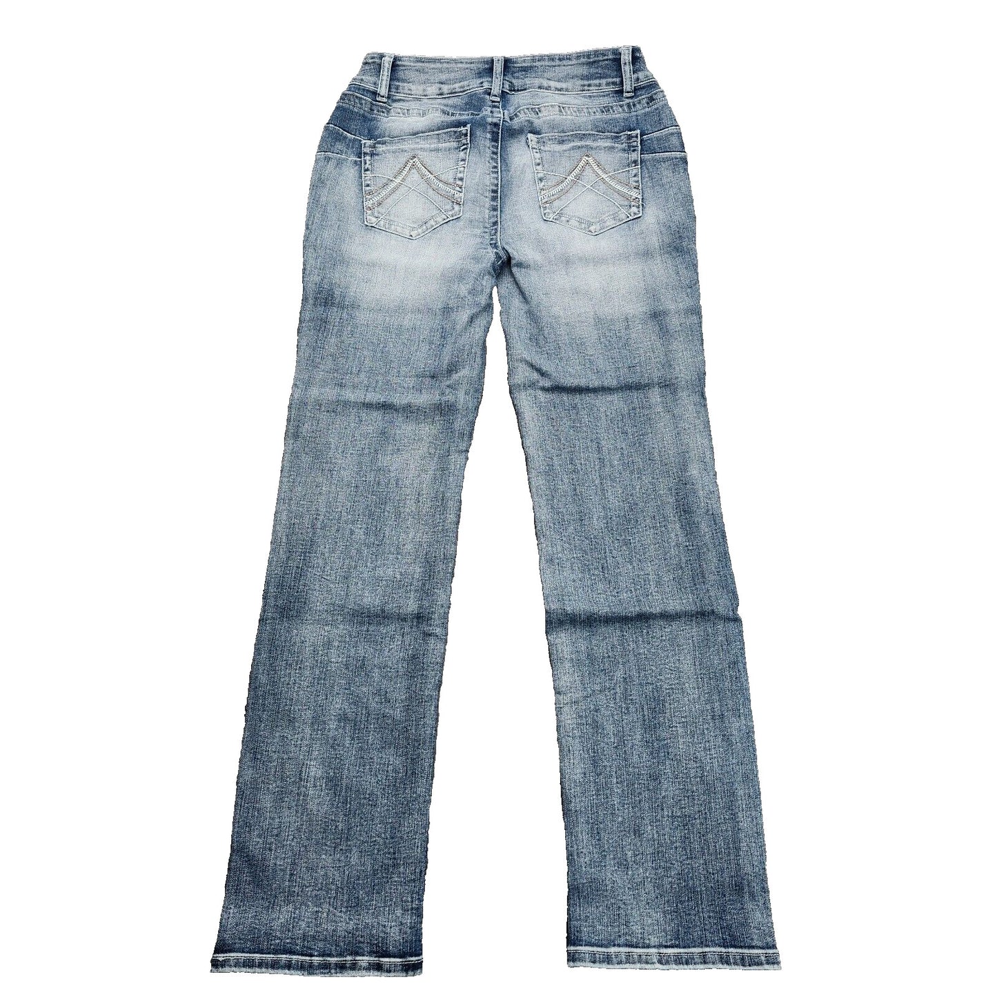 Flamingals Women's Mid Rise Straight Blue Jeans Large